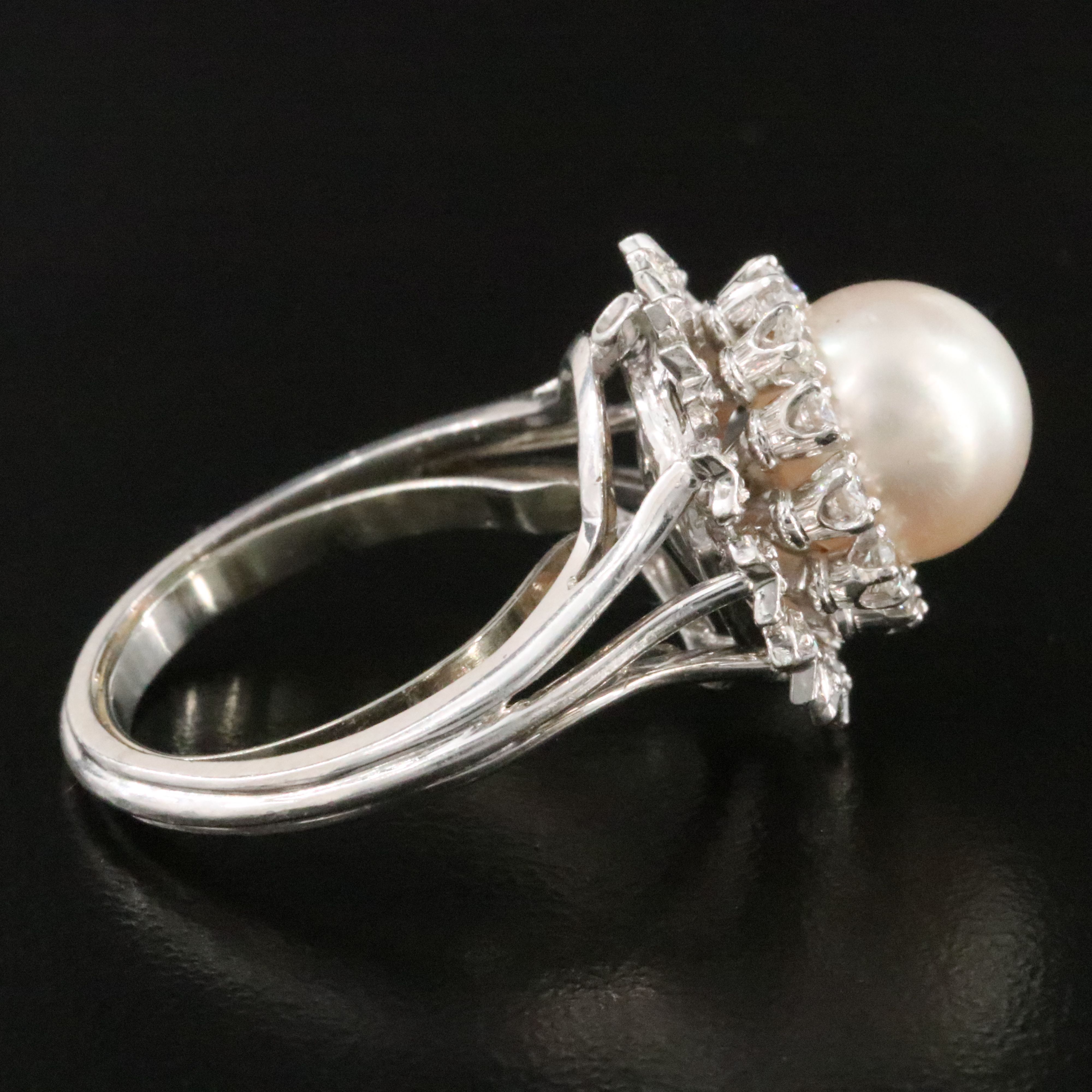 Platinum Pearl and Diamond Ring