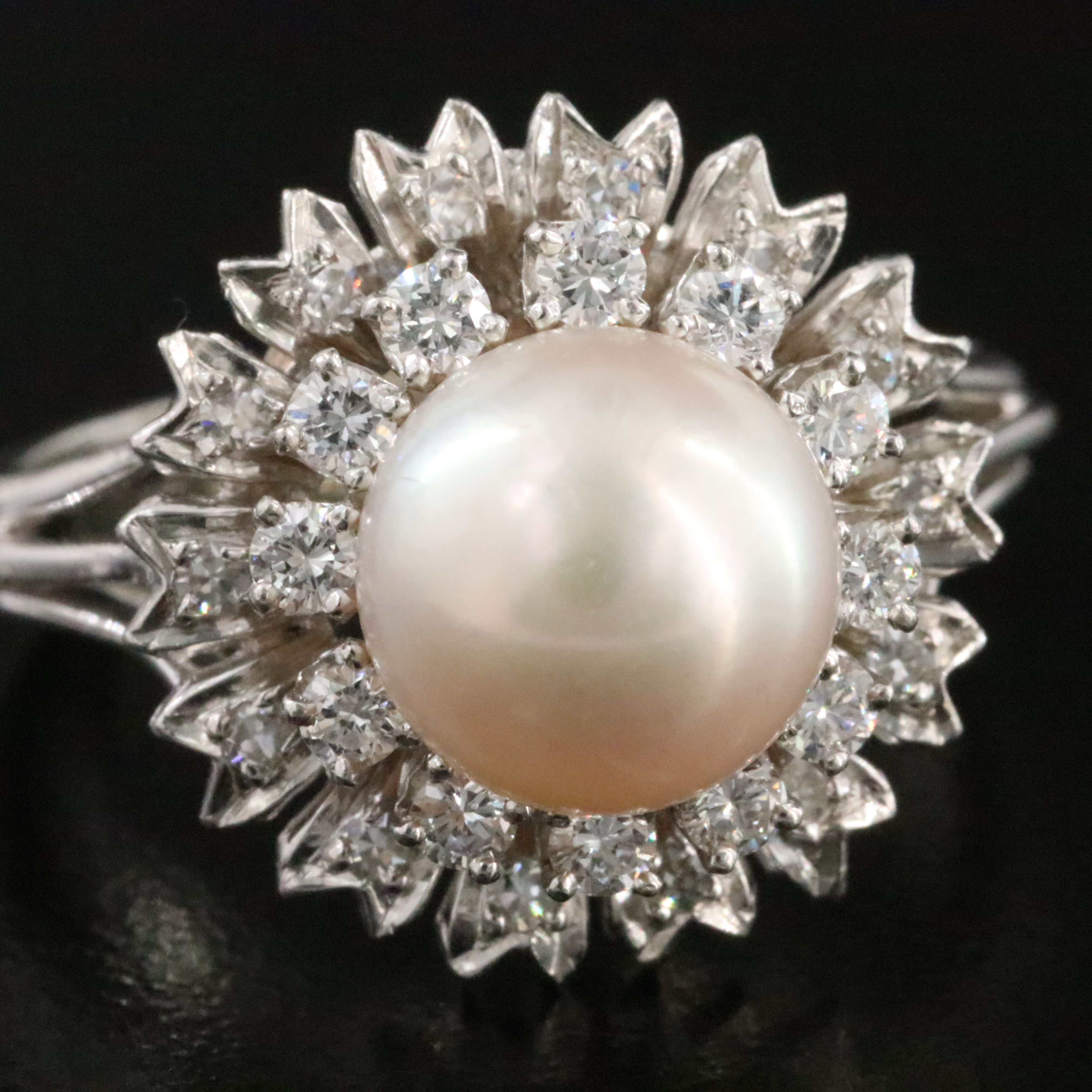 Platinum Pearl and Diamond Ring