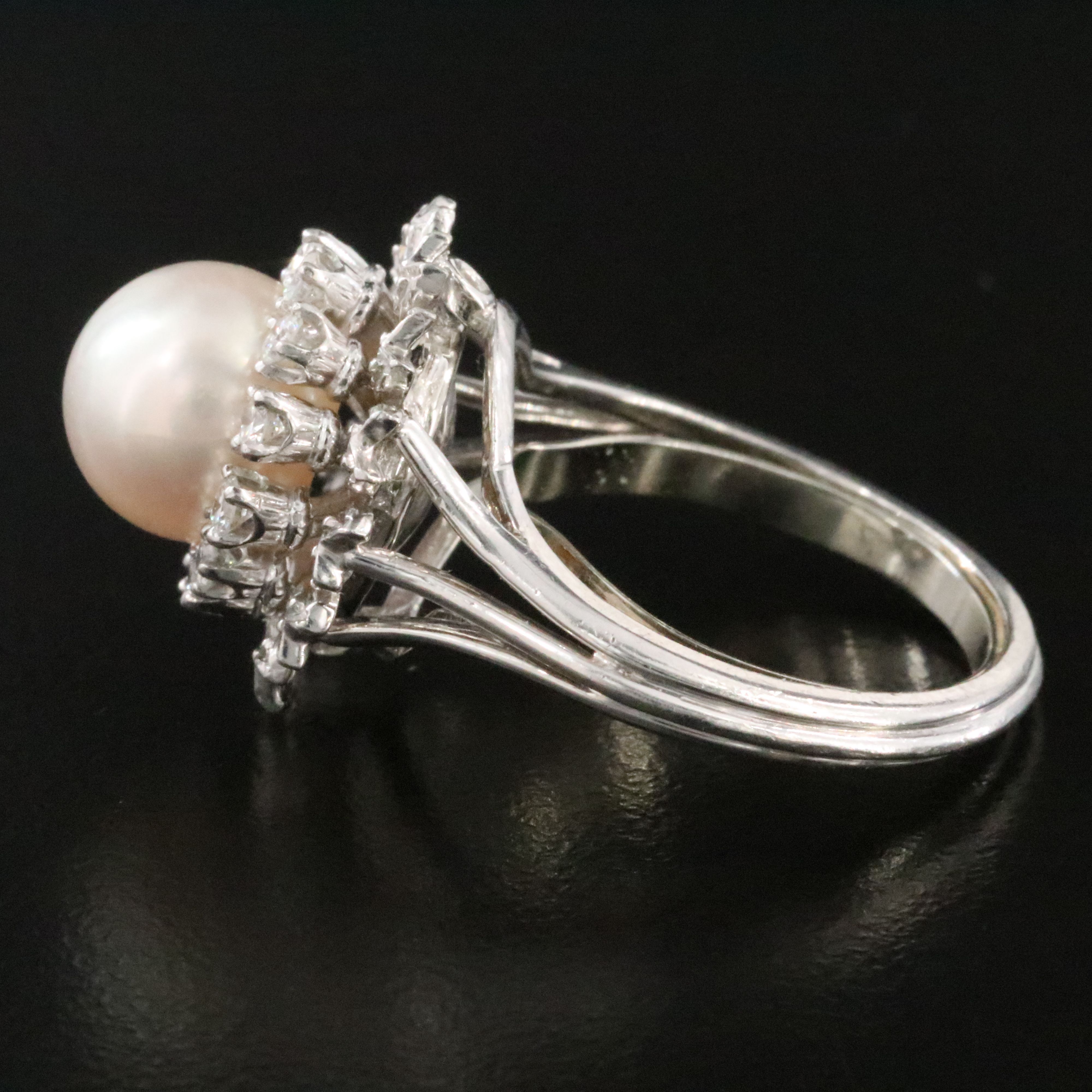 Platinum Pearl and Diamond Ring
