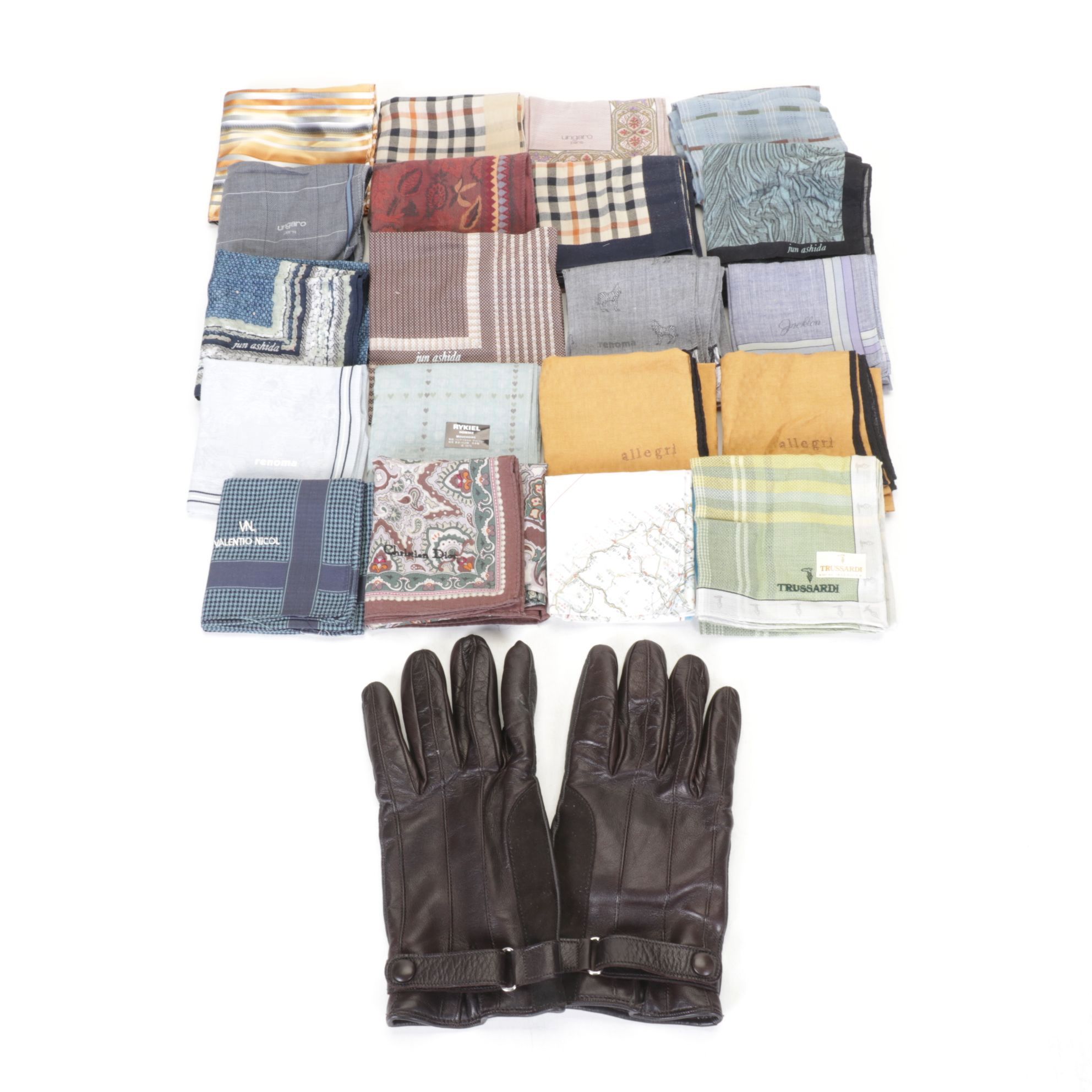 Pocket Squares by Christian Dior and Others with Leather Gloves