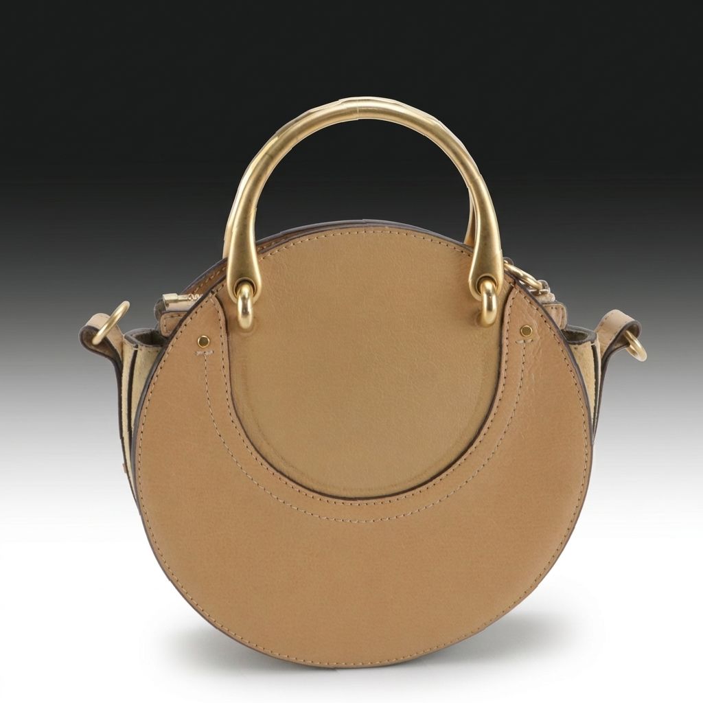 Chloé Round Pixie Crossbody Bag in Beige Suede and Grained Leather
