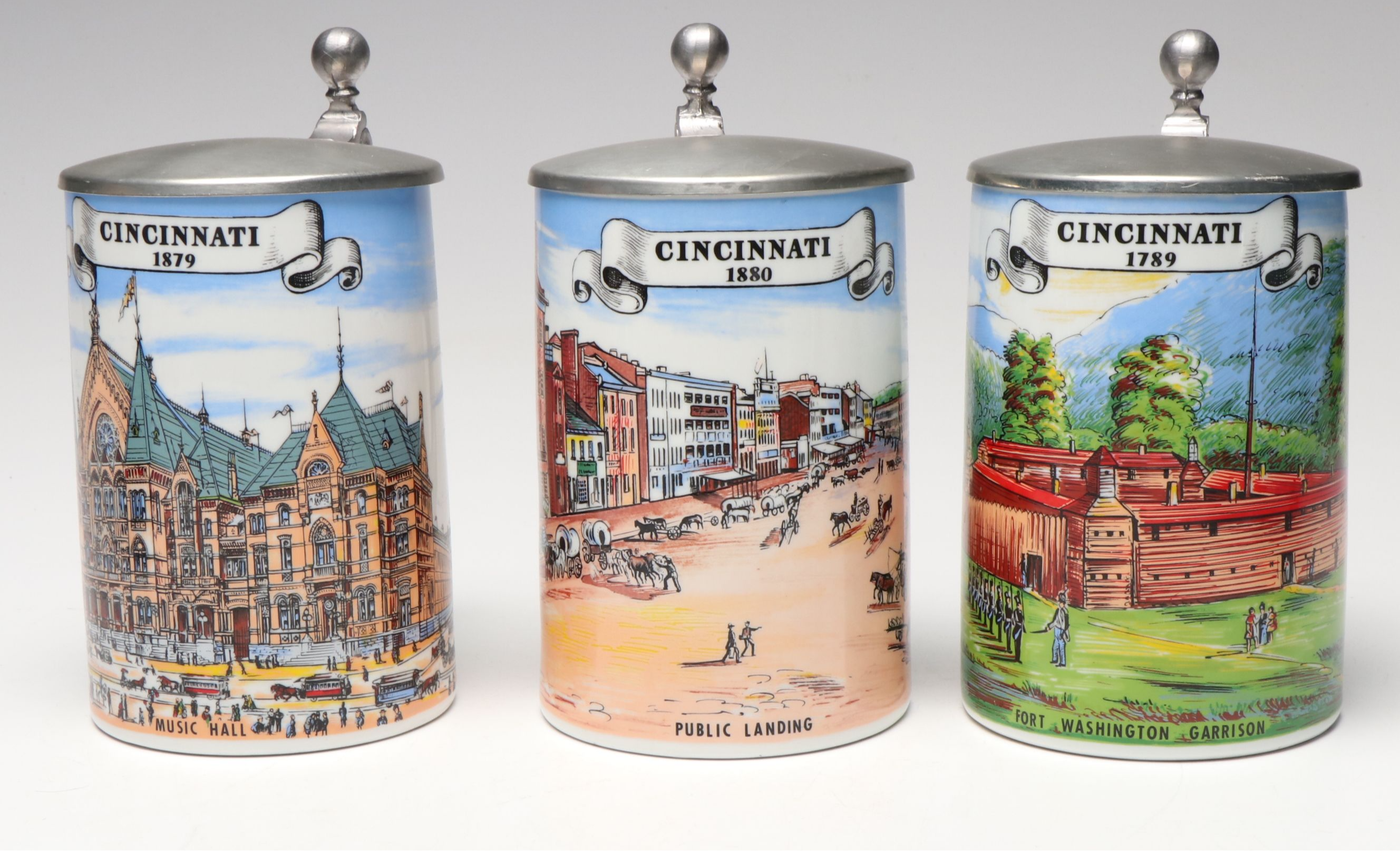 Westerwald Team Architectural Stein and Thewalt Cincinnati Landmark Beer Steins