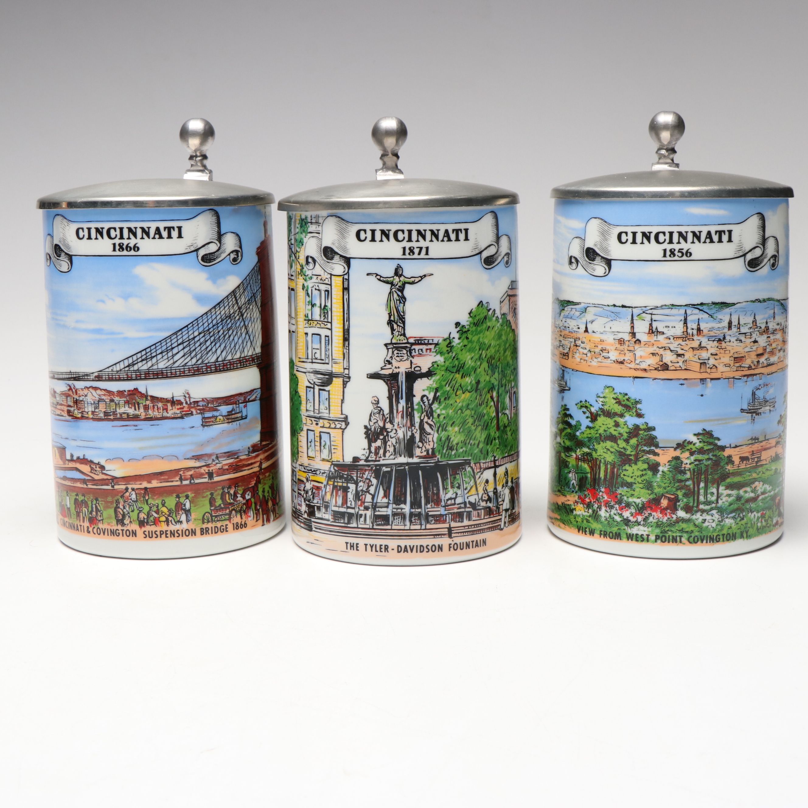 Westerwald Team Architectural Stein and Thewalt Cincinnati Landmark Beer Steins
