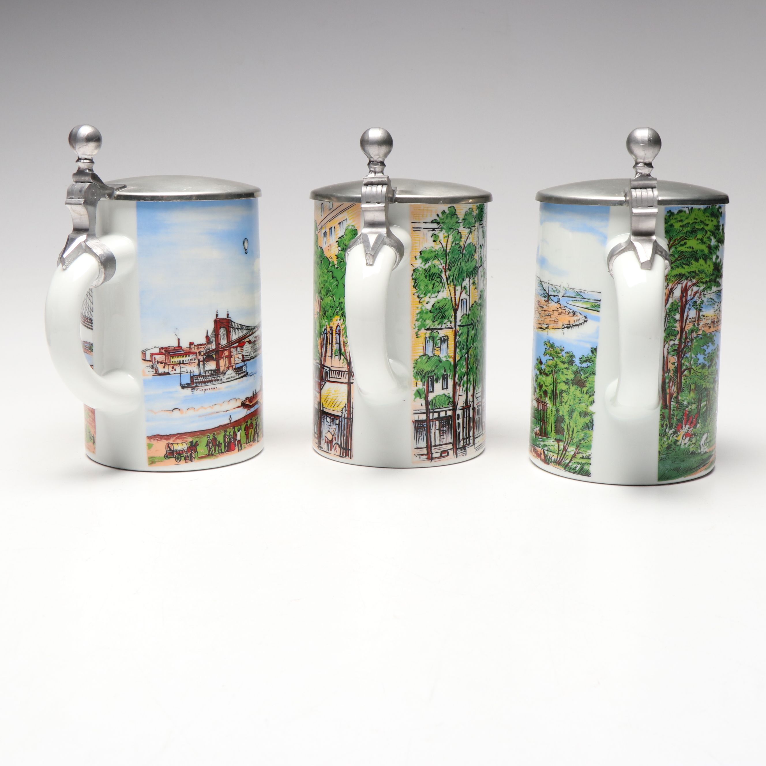 Westerwald Team Architectural Stein and Thewalt Cincinnati Landmark Beer Steins