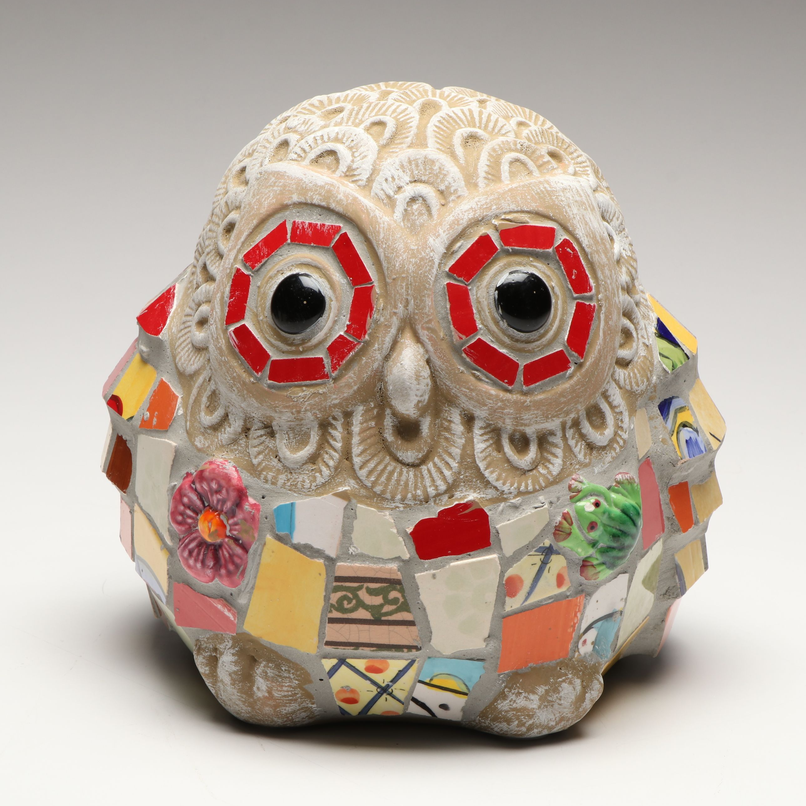 Ceramic Mosaic Owl Garden Sculpture