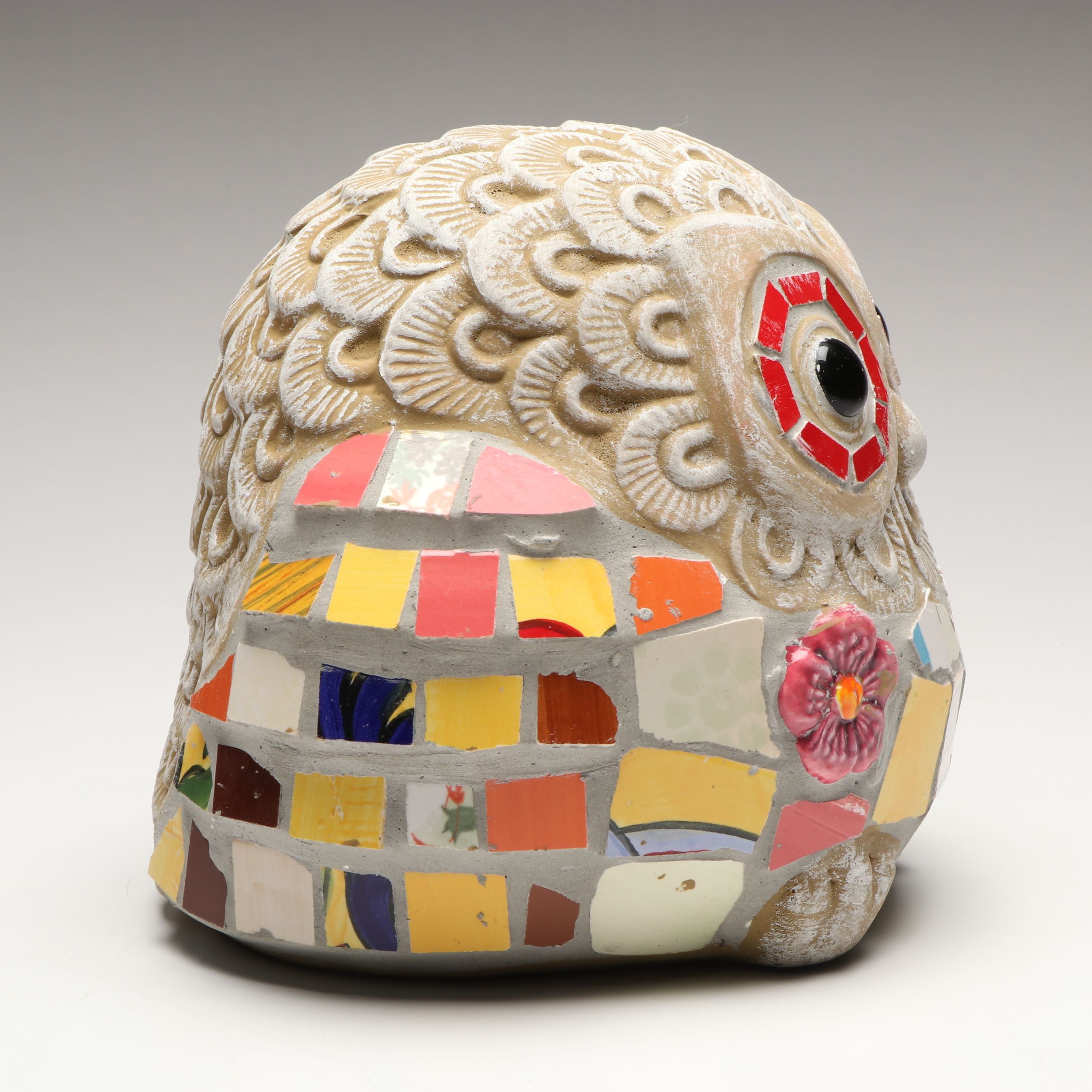 Ceramic Mosaic Owl Garden Sculpture