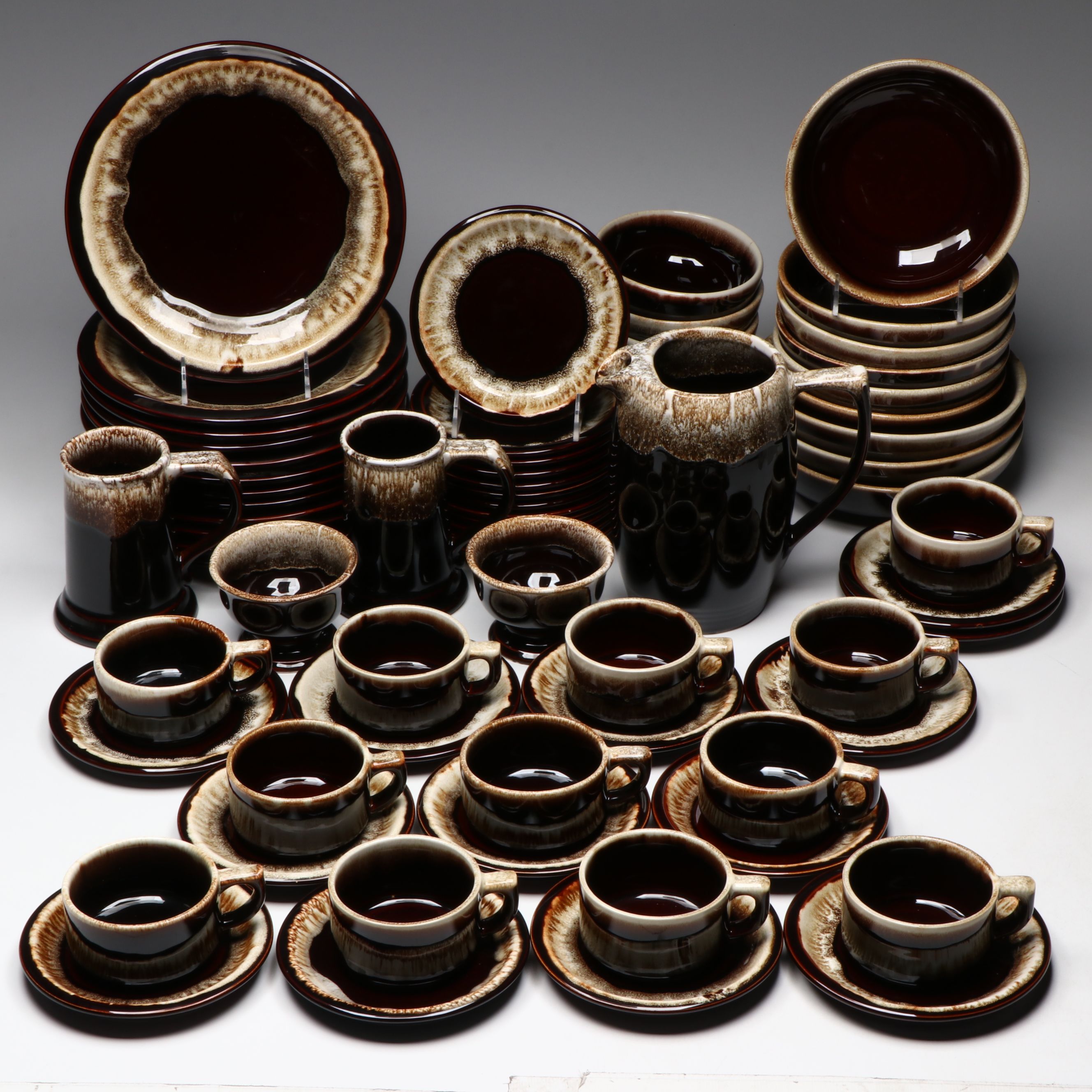 Pfaltzgraff "Gourmet Brown" Dinnerware and Pitcher, 1950-1987