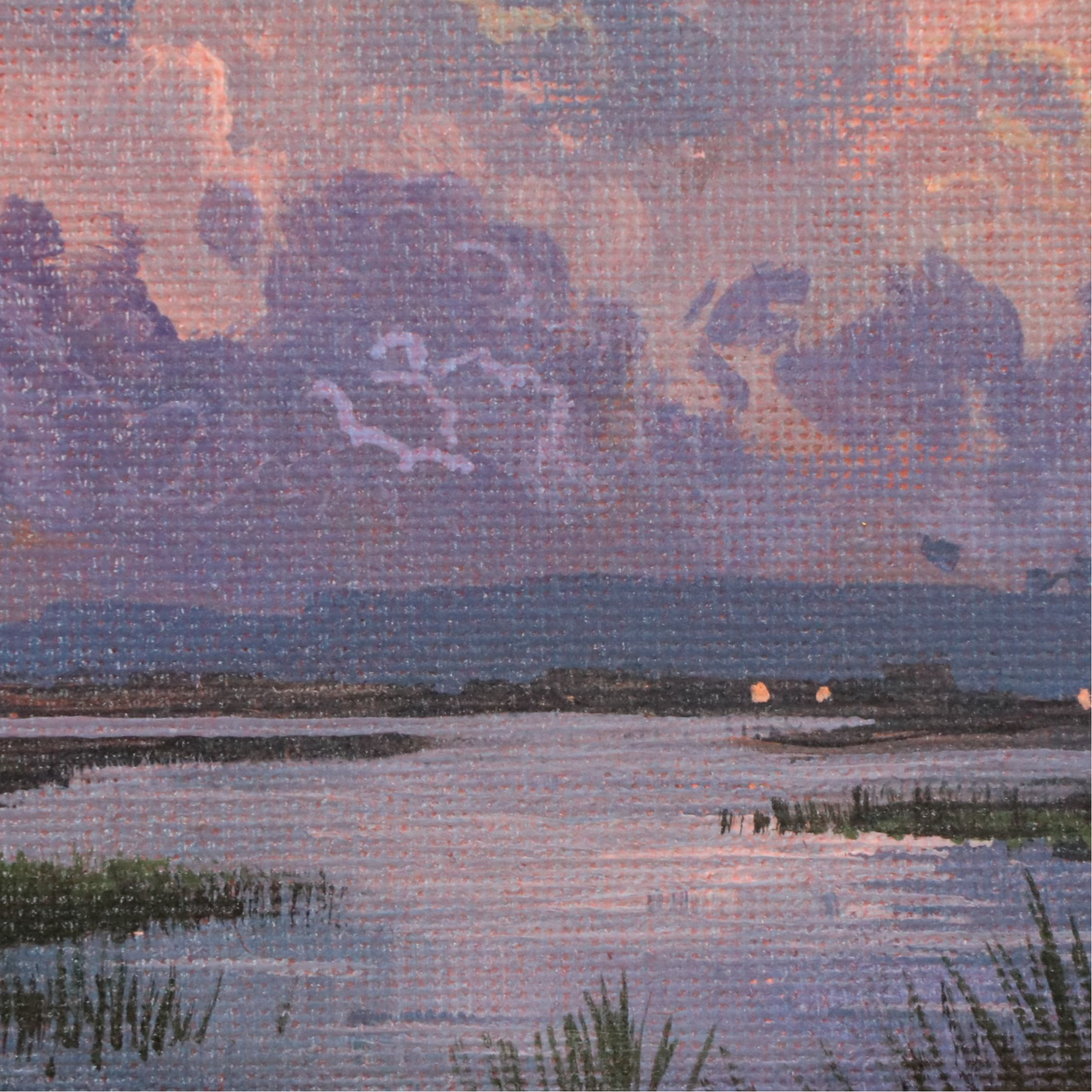 Douglas "Bumo" Johnpeer Acrylic Painting of Marsh Sunset, 21st Century