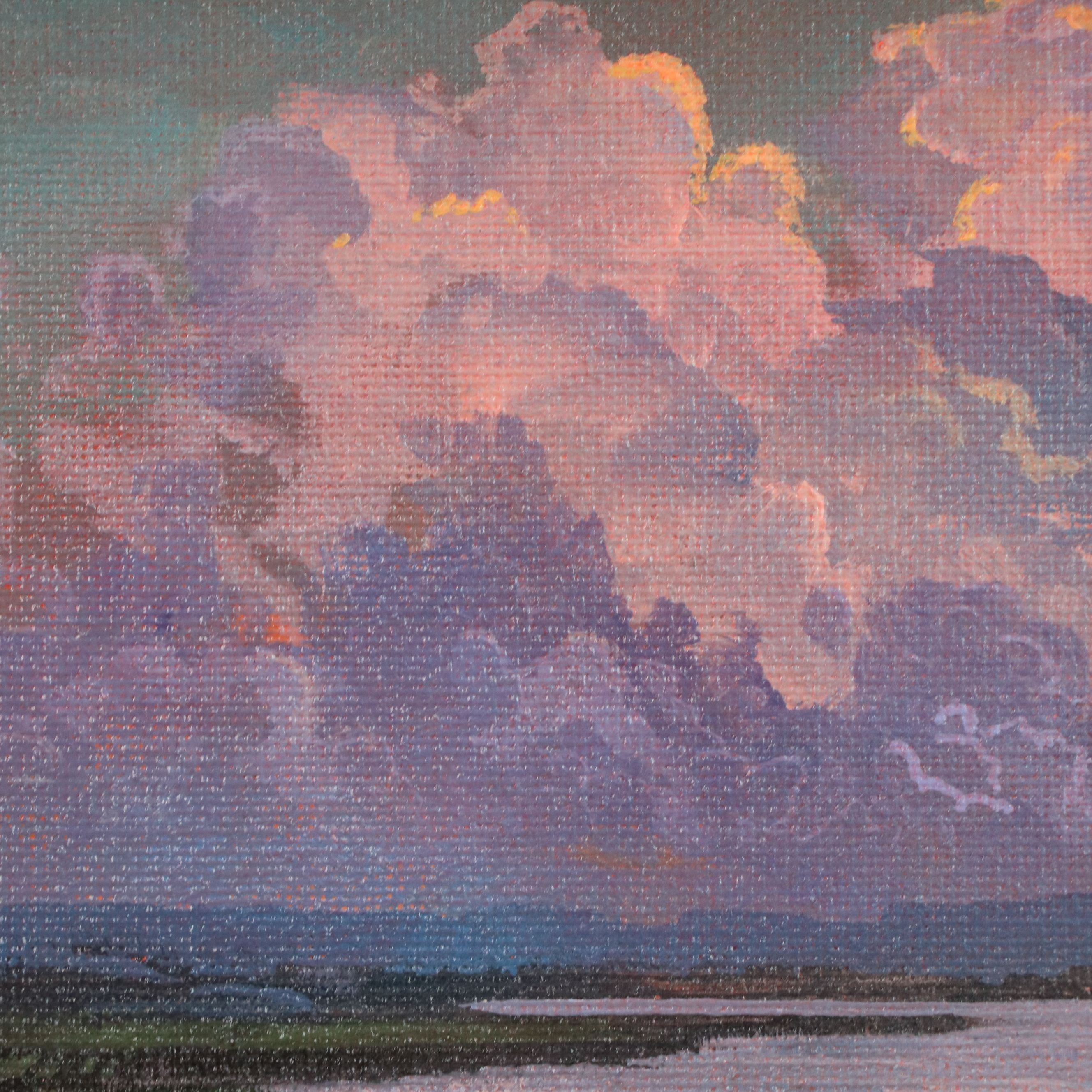Douglas "Bumo" Johnpeer Acrylic Painting of Marsh Sunset, 21st Century