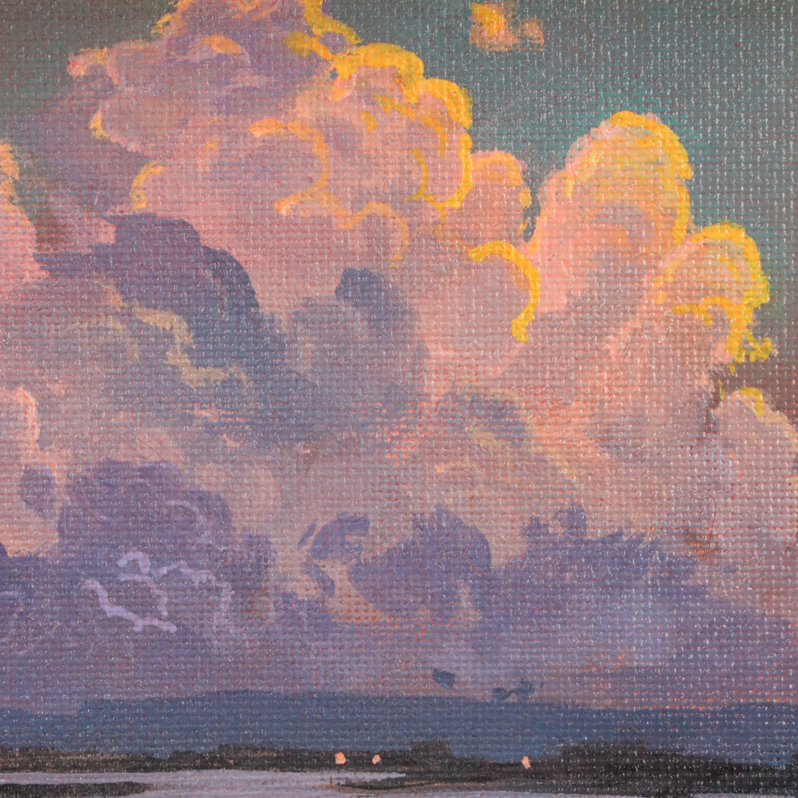 Douglas "Bumo" Johnpeer Acrylic Painting of Marsh Sunset, 21st Century