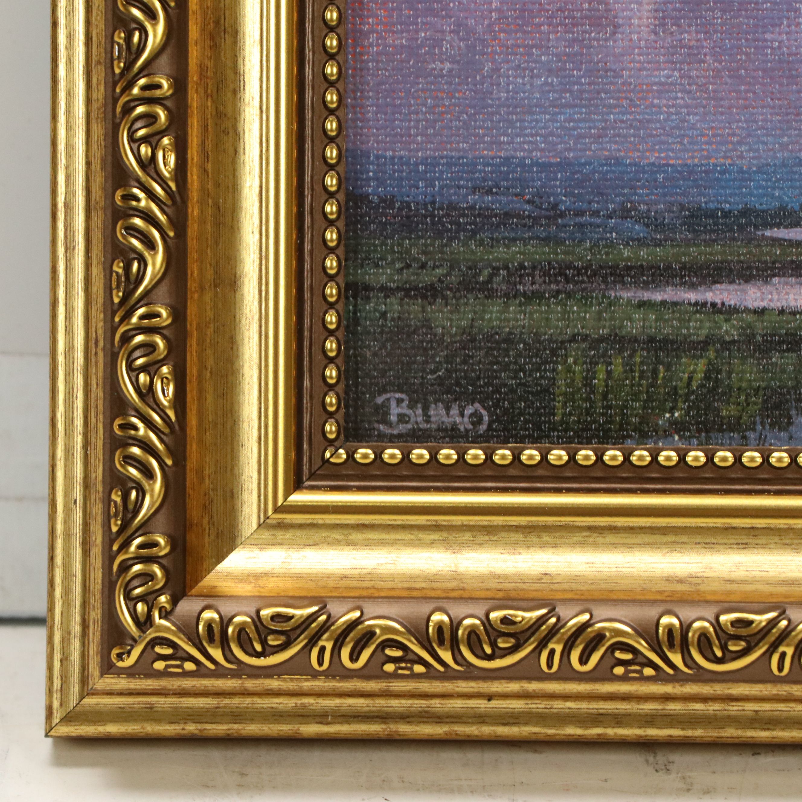 Douglas "Bumo" Johnpeer Acrylic Painting of Marsh Sunset, 21st Century