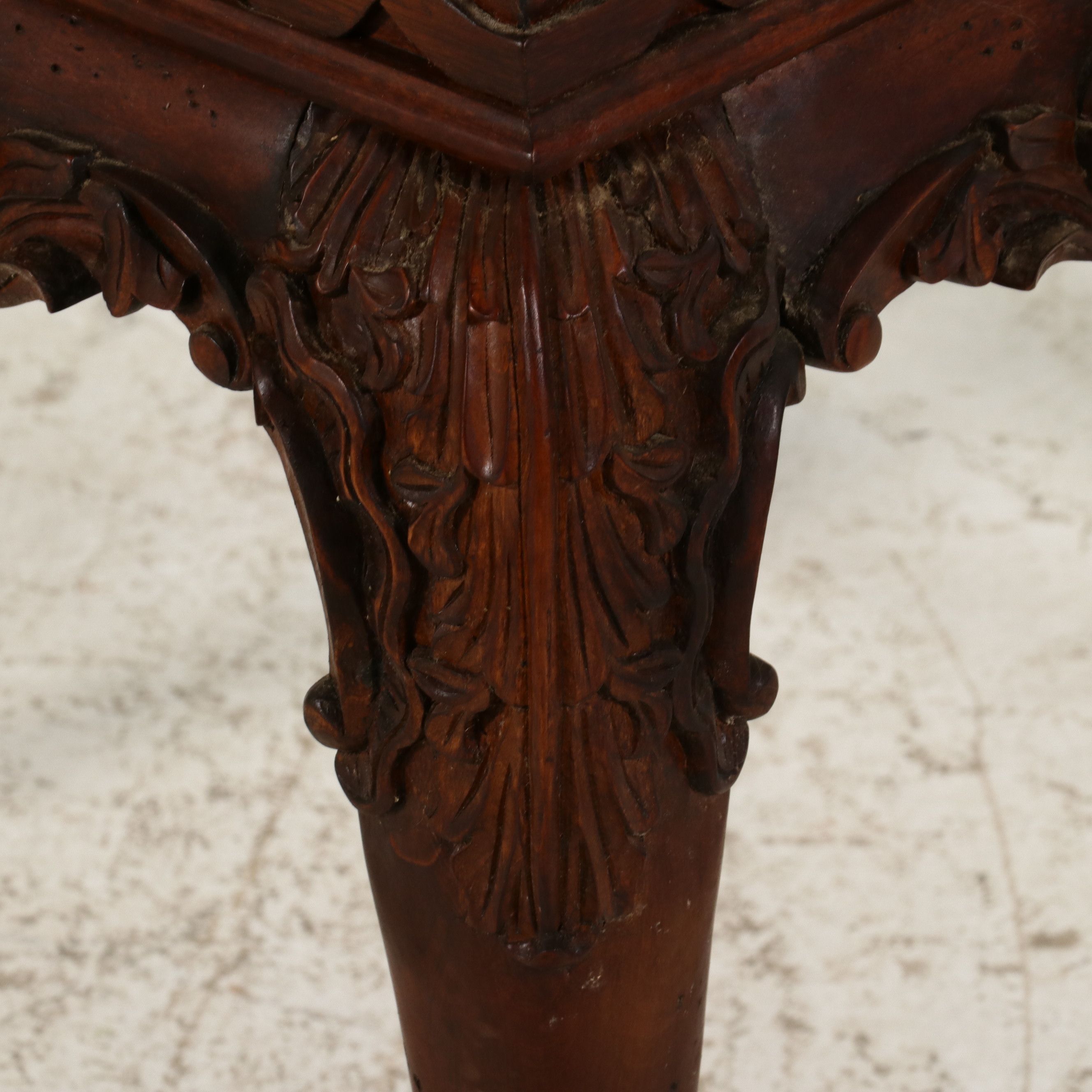 Pair of Chippendale Style Carved Mahogany Glass-Top Side Tables, Late 20th C.