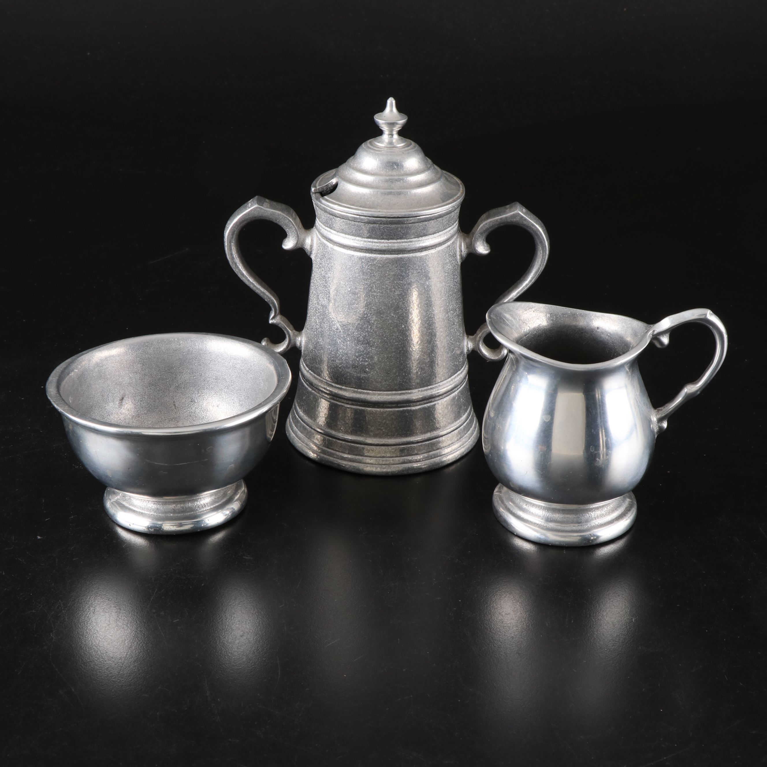 Wilton Armetale Flagon and Mugs with More Pewter and Metal Drinkware and Trays