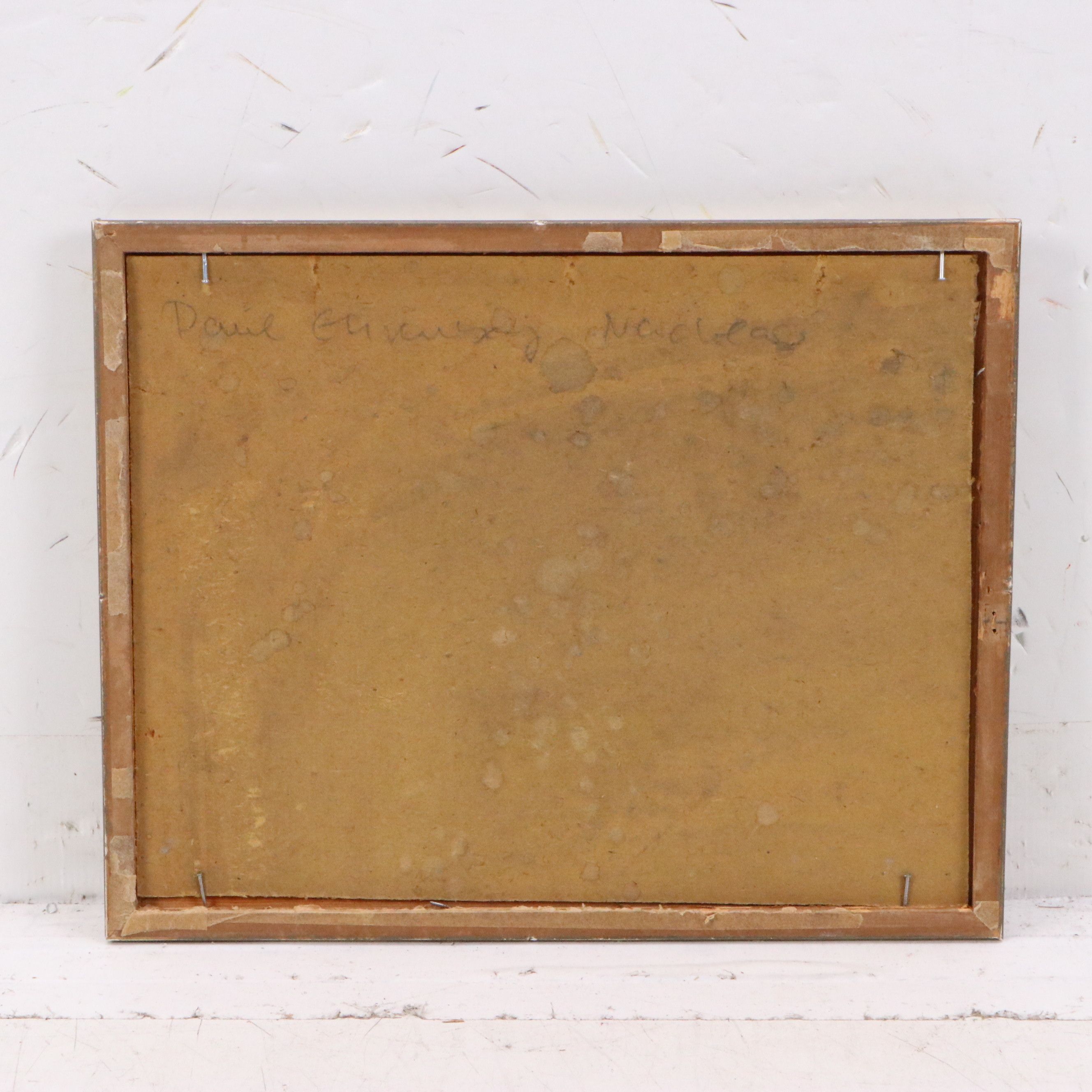 Oil Painting of Grassy Hillside with Blue Sky, Mid-Late 20th Century