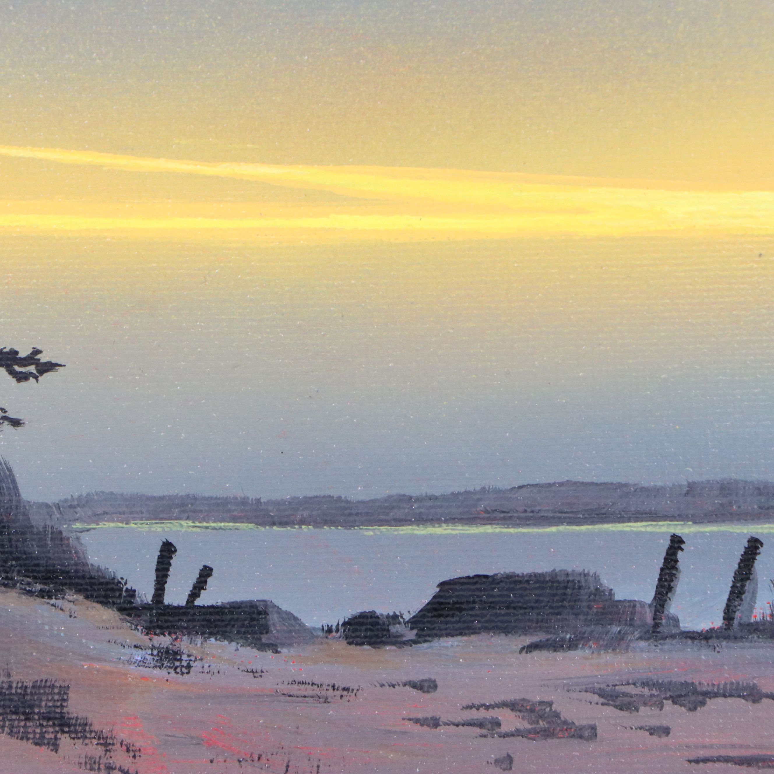 Douglas "Bumo" Johnpeer Acrylic Painting of Desert at Sunrise, 21st Century