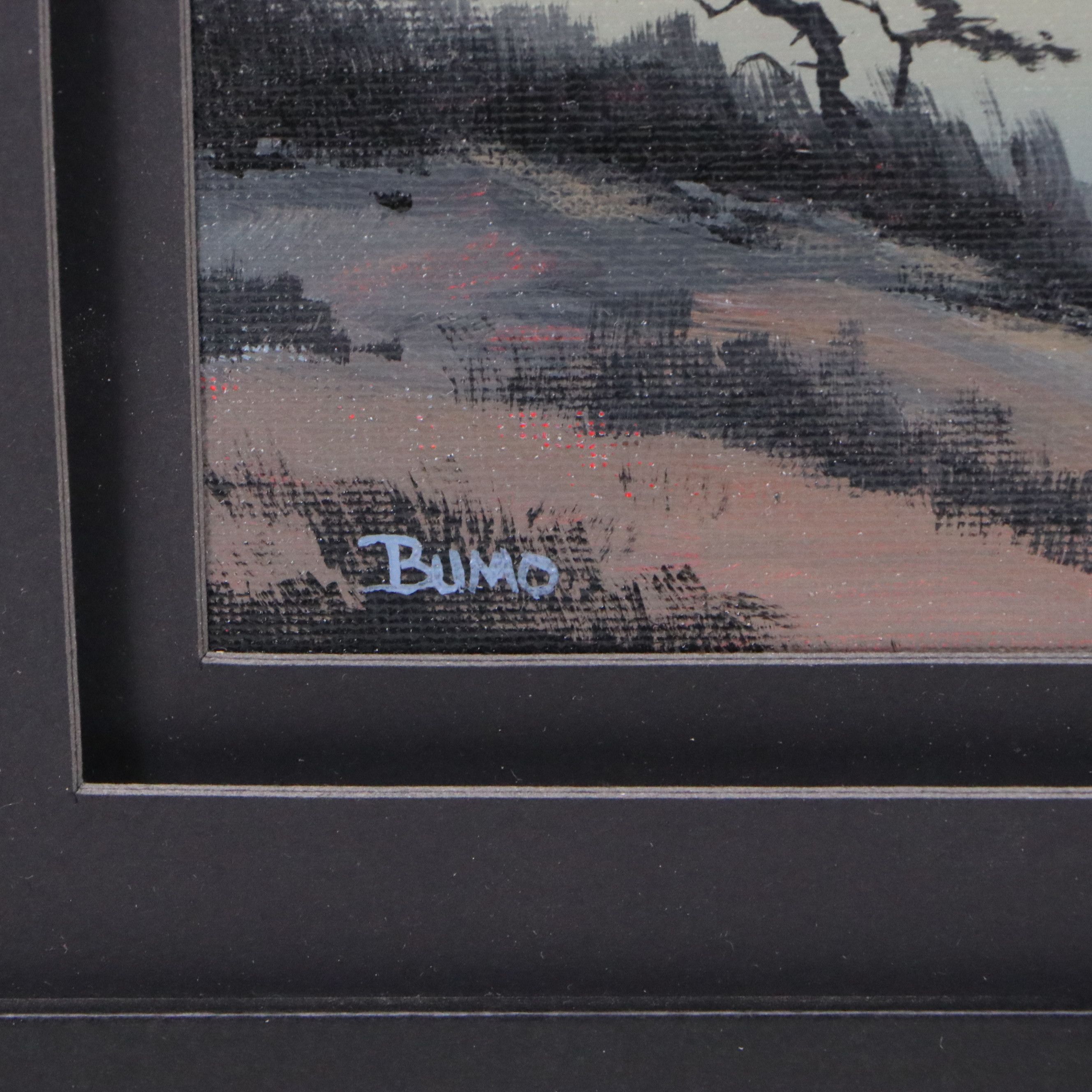 Douglas "Bumo" Johnpeer Acrylic Painting of Desert at Sunrise, 21st Century