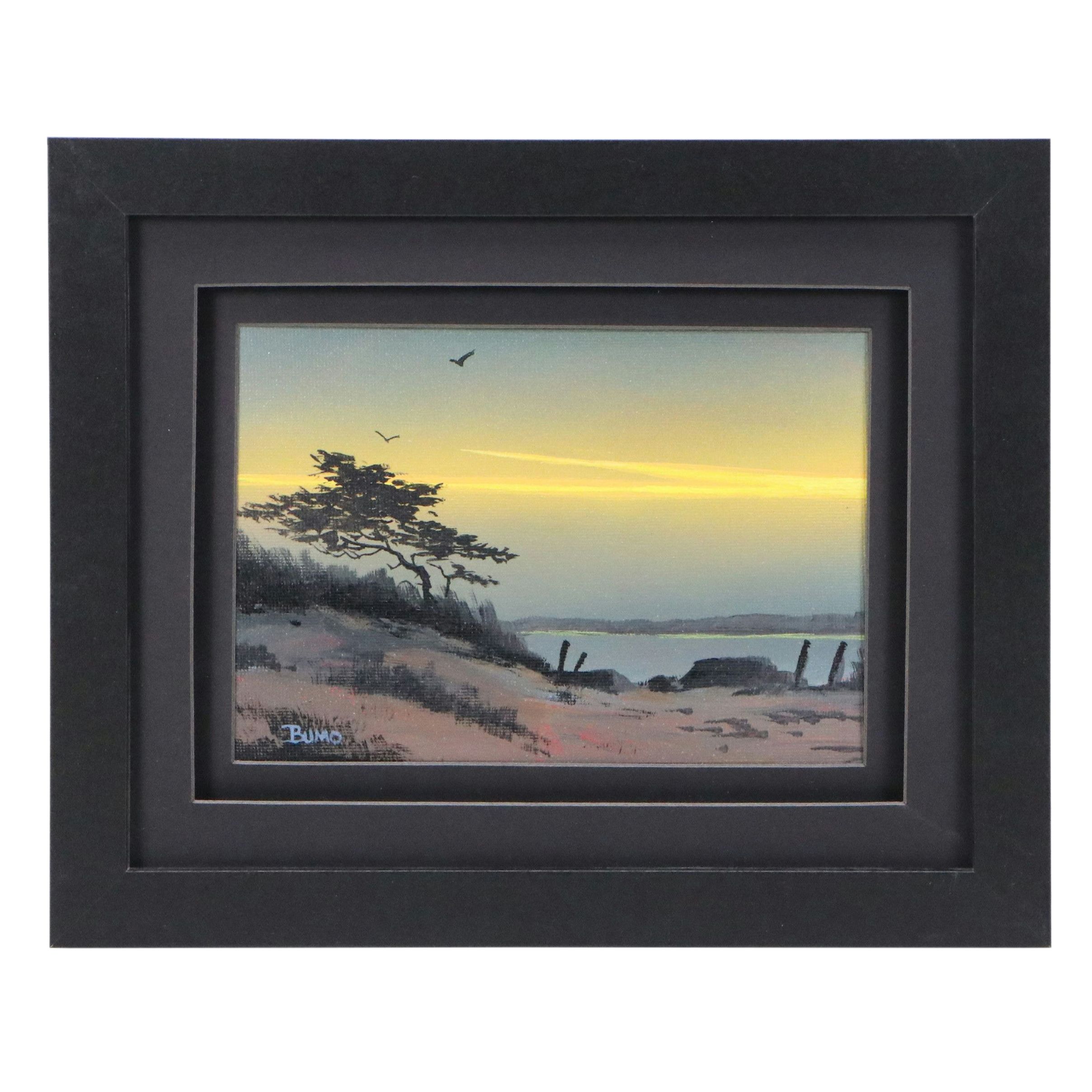 Douglas "Bumo" Johnpeer Acrylic Painting of Desert at Sunrise, 21st Century