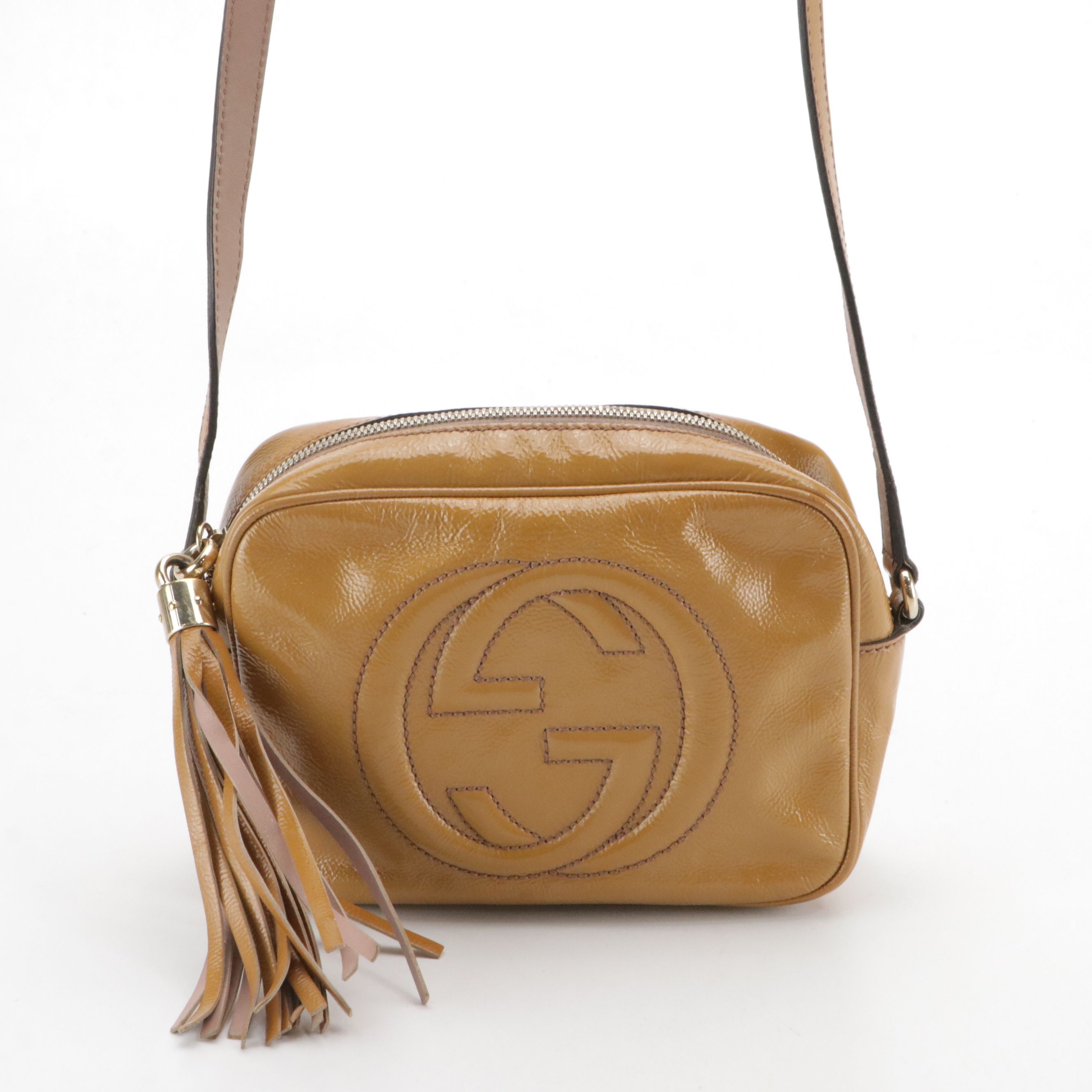 Gucci Soho Disco Camera Bag in Mustard Yellow Patent Leather
