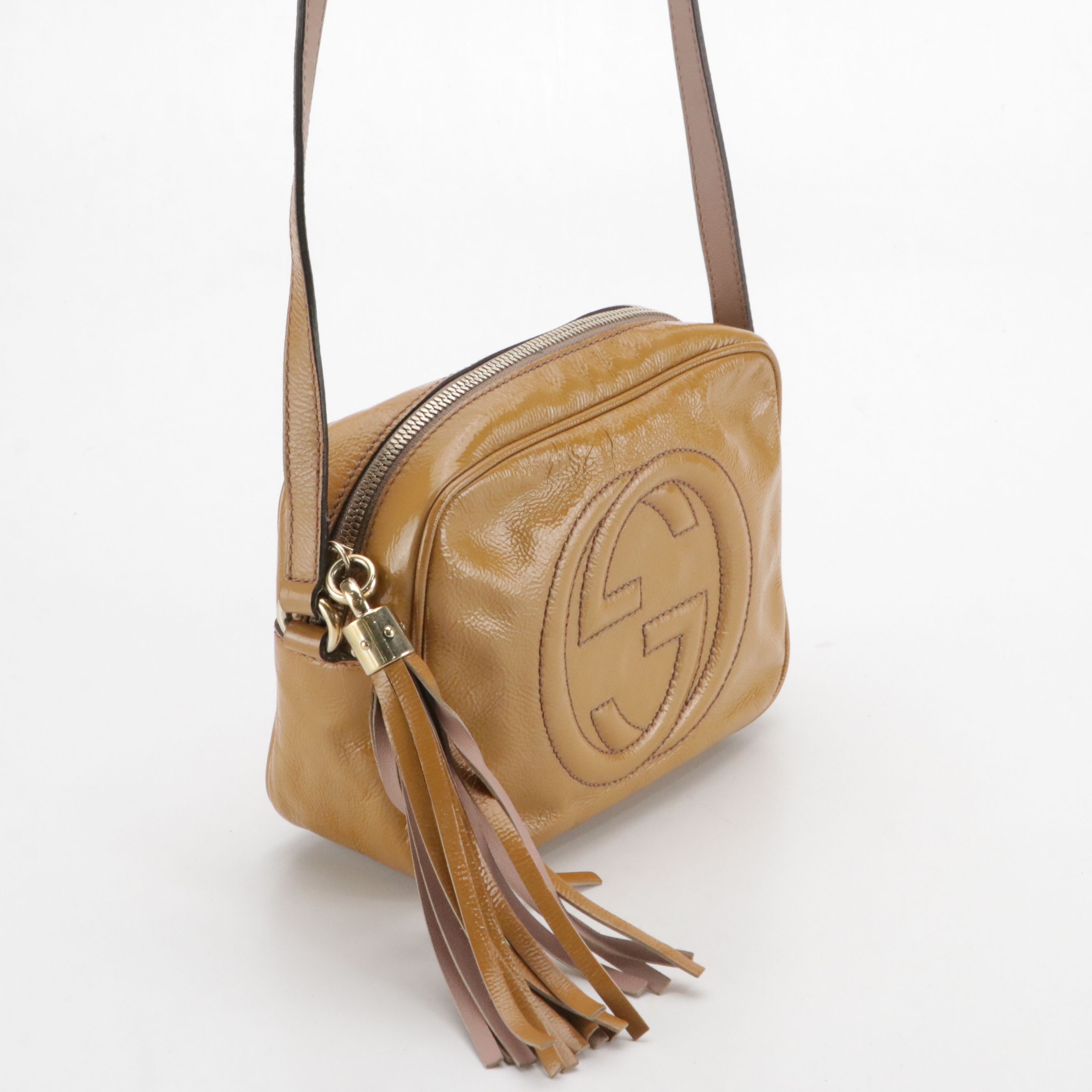 Gucci Soho Disco Camera Bag in Mustard Yellow Patent Leather