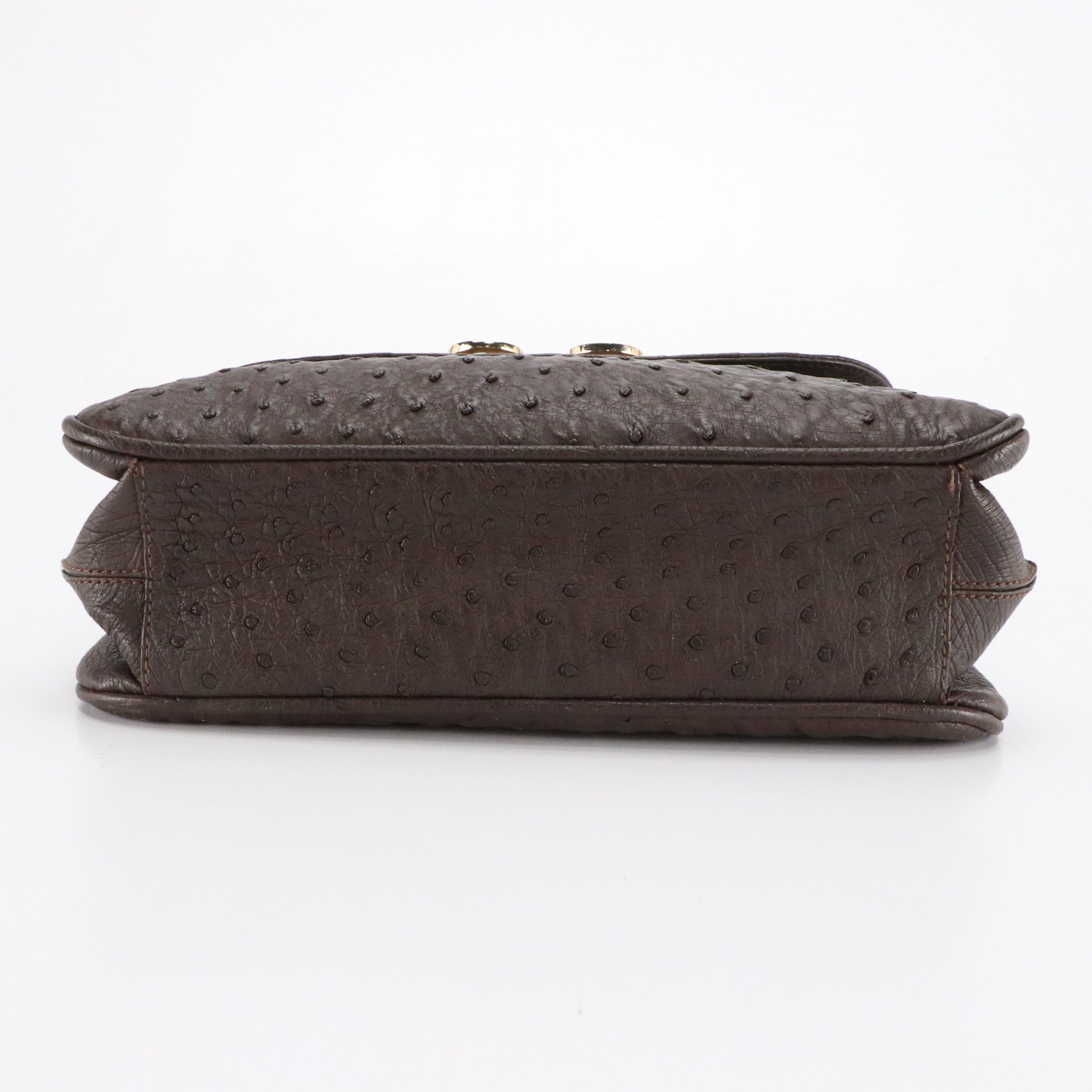 Gucci Interlocking GG Shoulder Bag in Dark Brown Ostrich Leather, 1960s