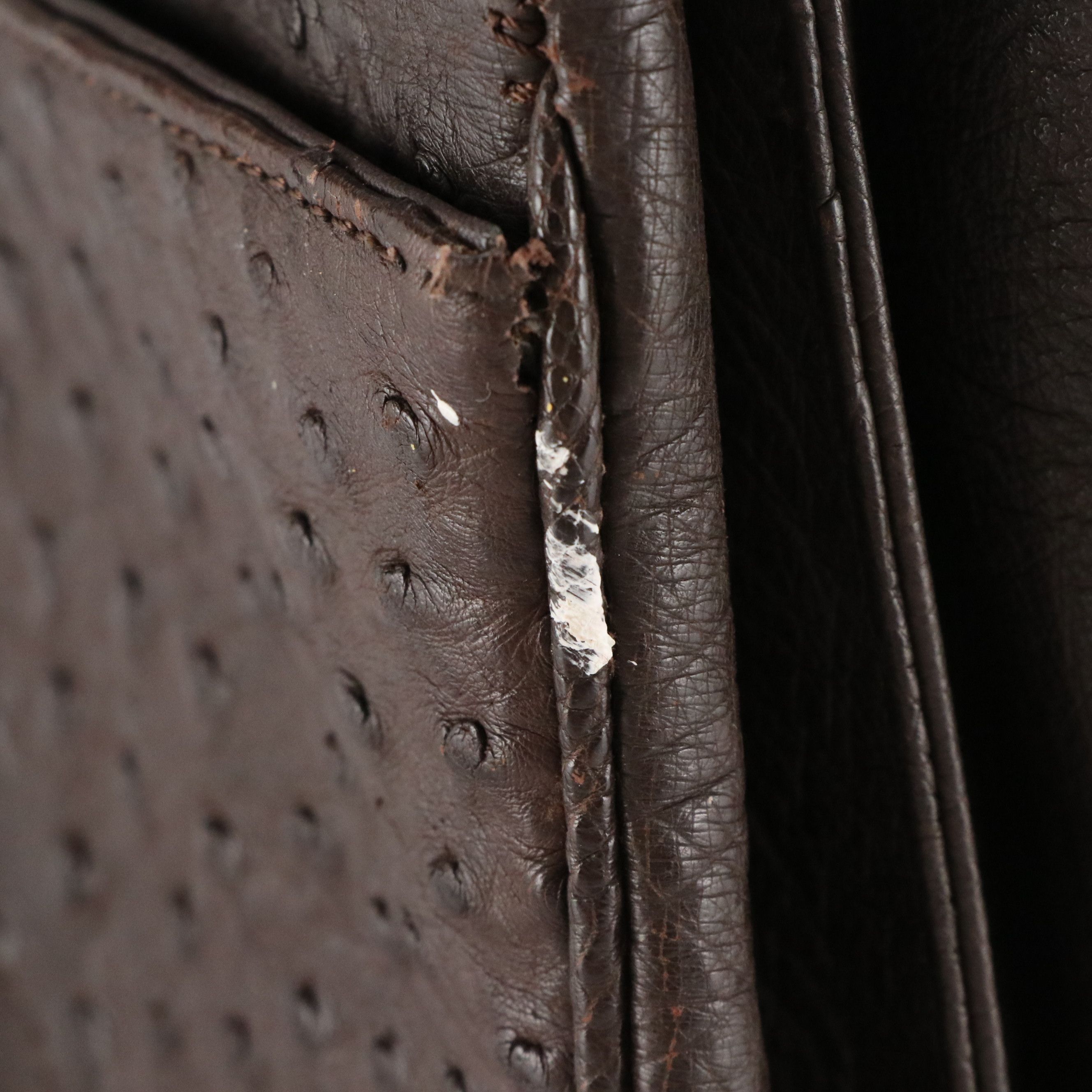 Gucci Interlocking GG Shoulder Bag in Dark Brown Ostrich Leather, 1960s