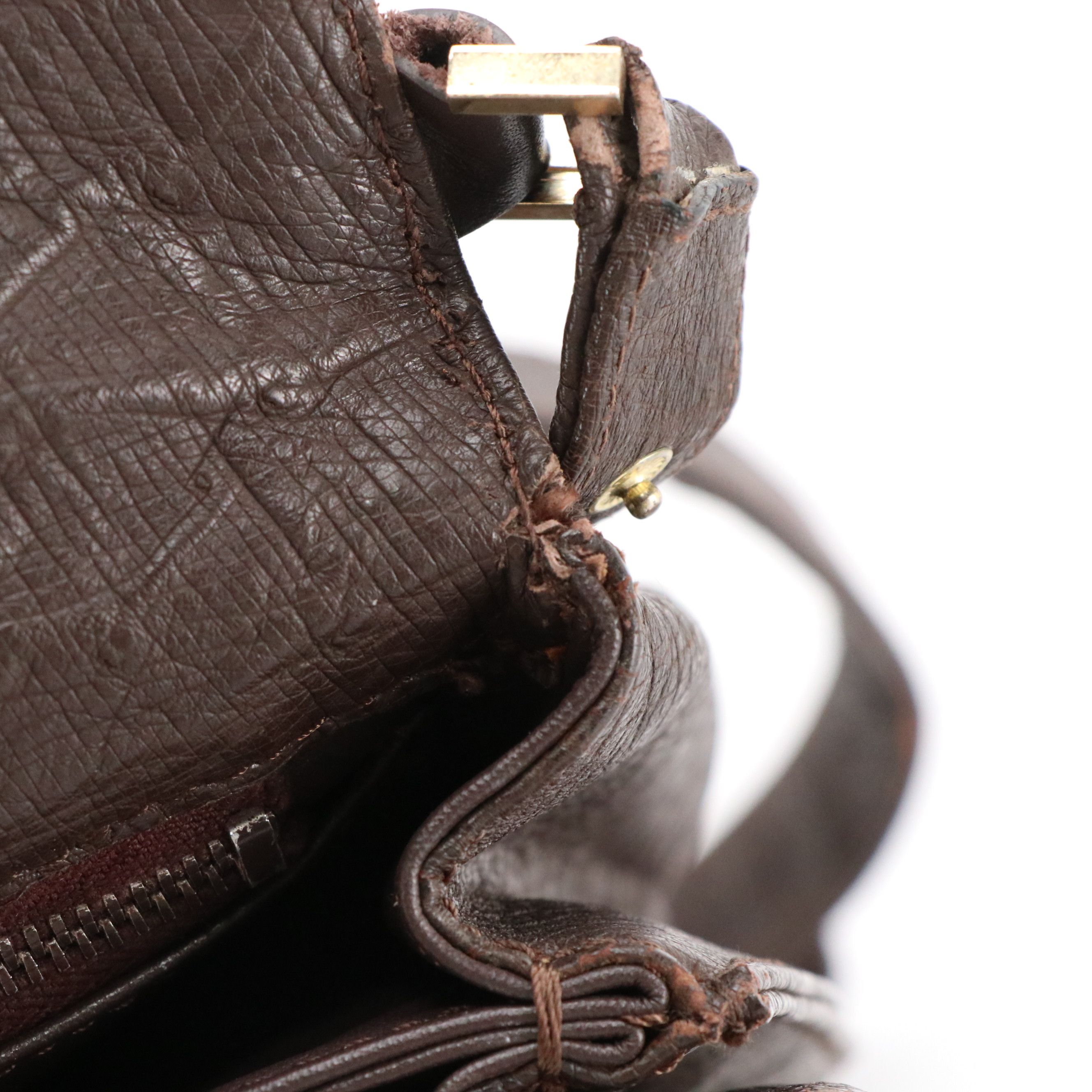 Gucci Interlocking GG Shoulder Bag in Dark Brown Ostrich Leather, 1960s