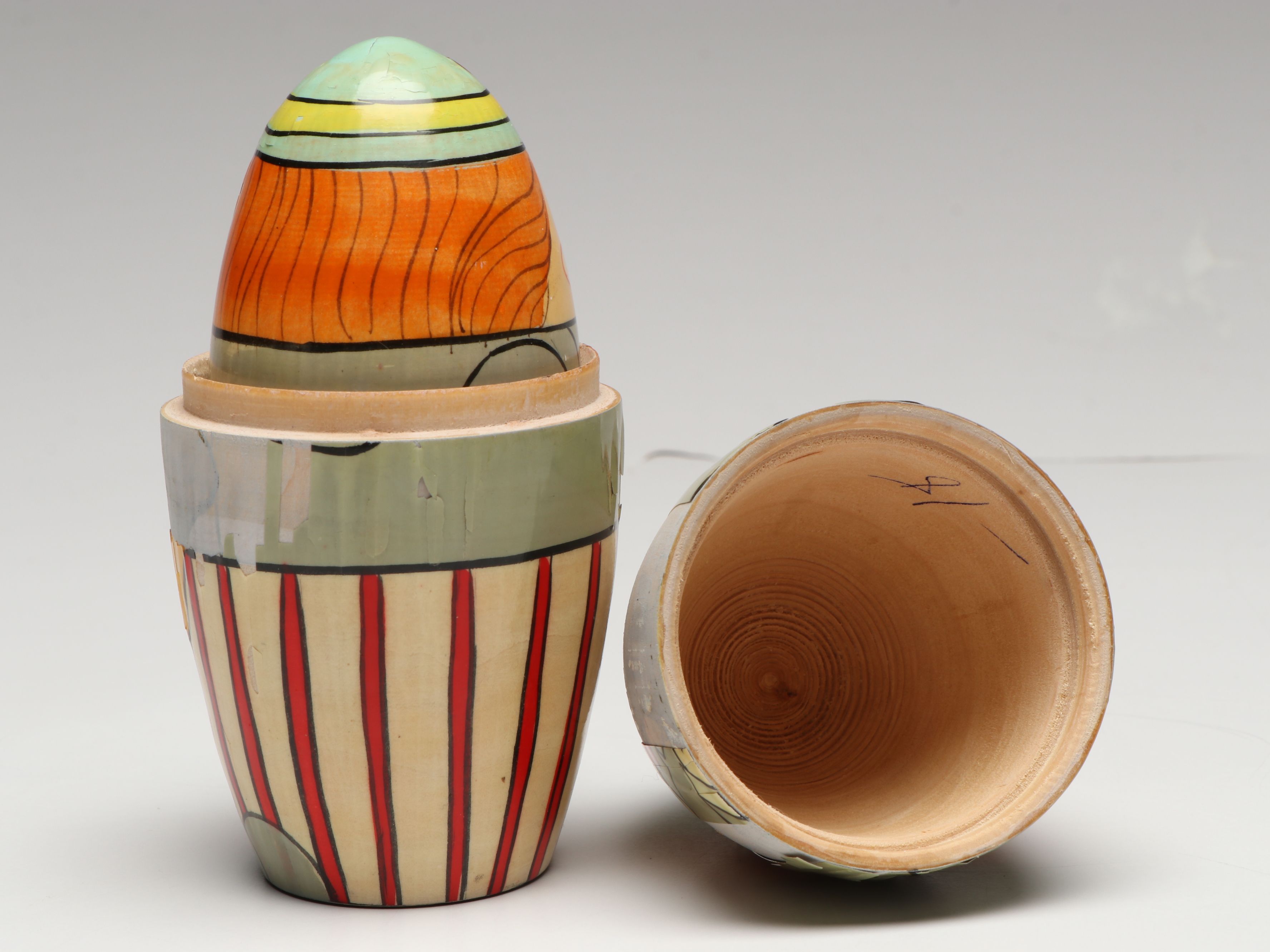 Biblical, Clown and Other Hand-Painted Wooden Nesting Dolls