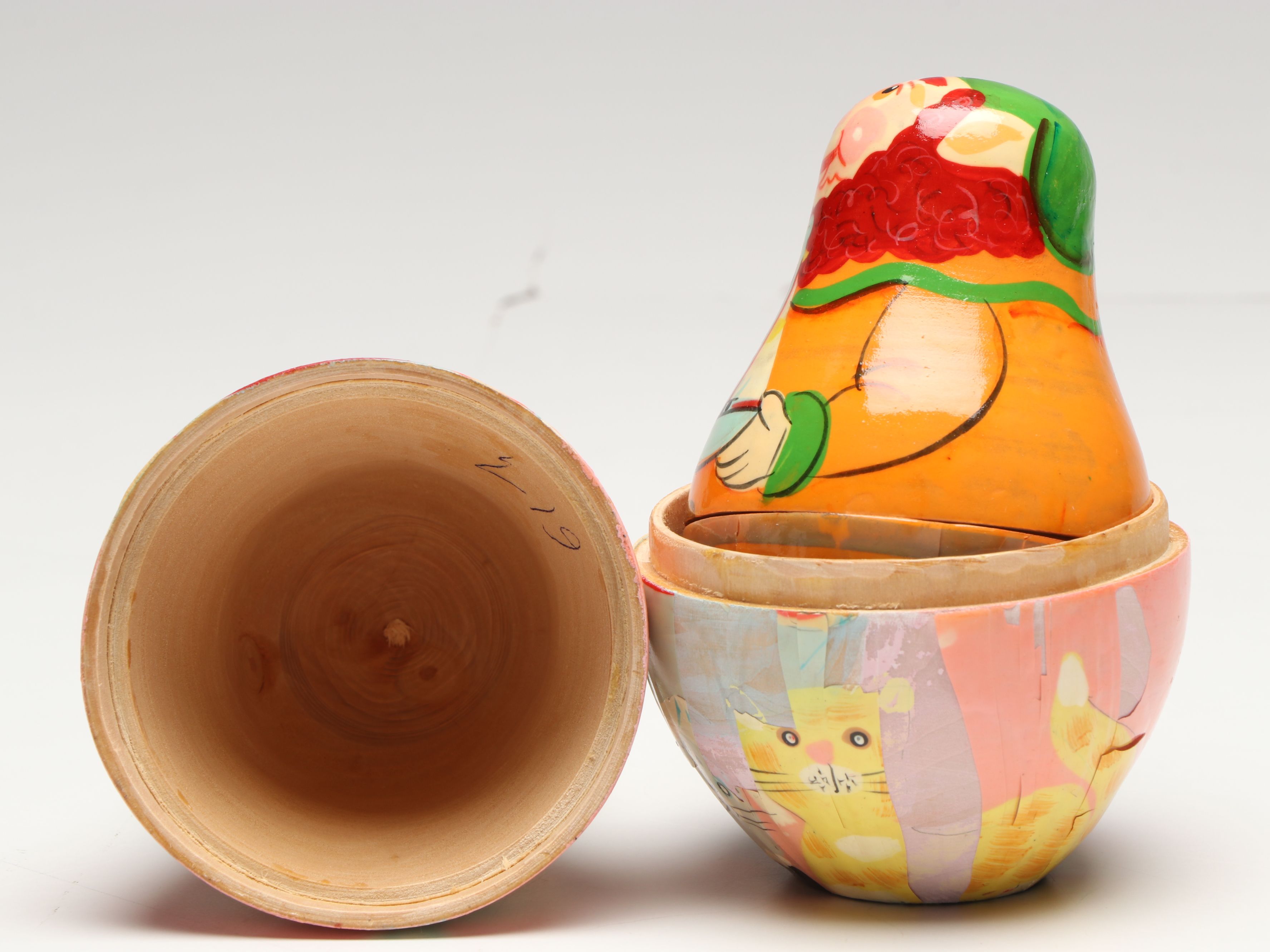 Biblical, Clown and Other Hand-Painted Wooden Nesting Dolls