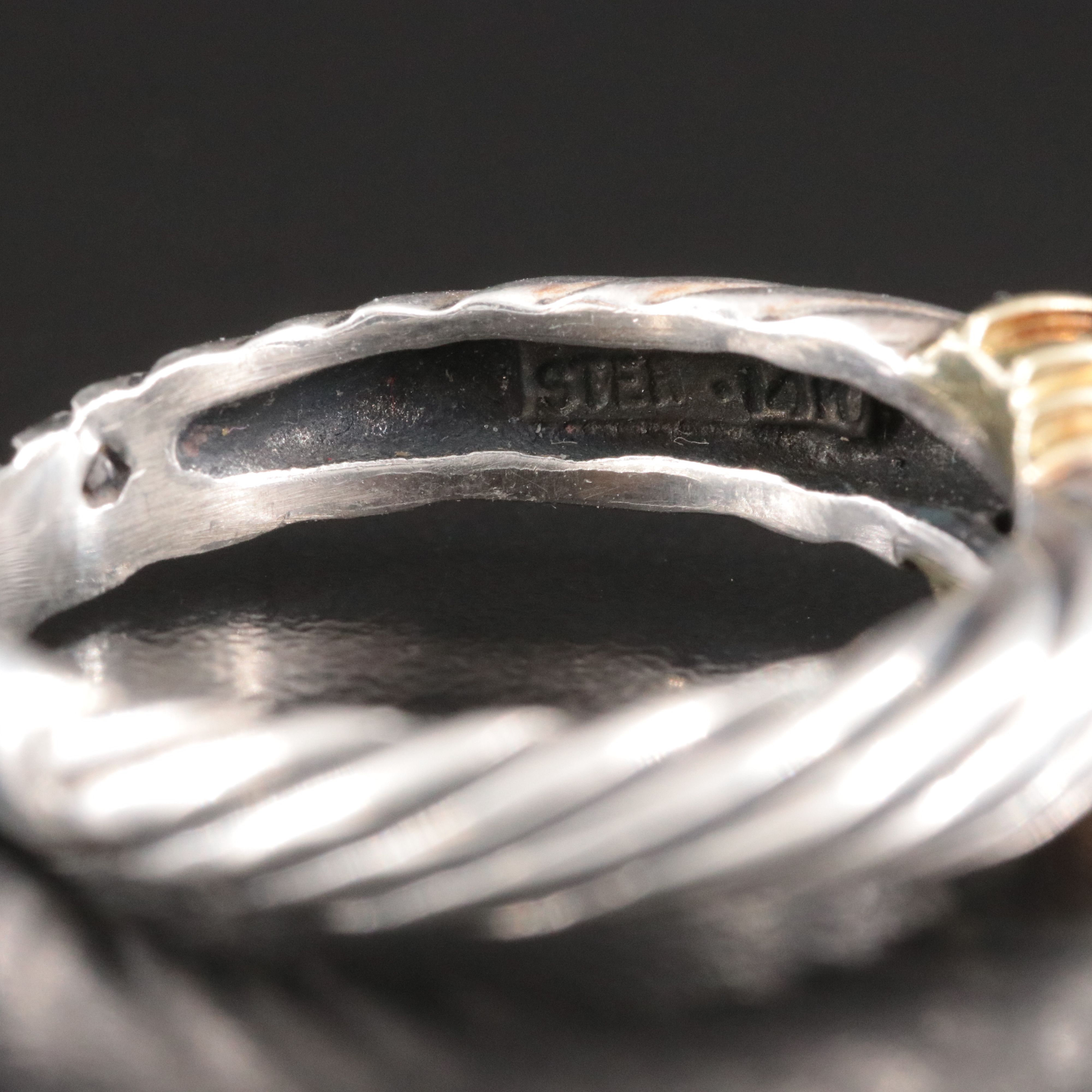 David Yurman Sterling and Sapphire Cable Ring with 14K Accents