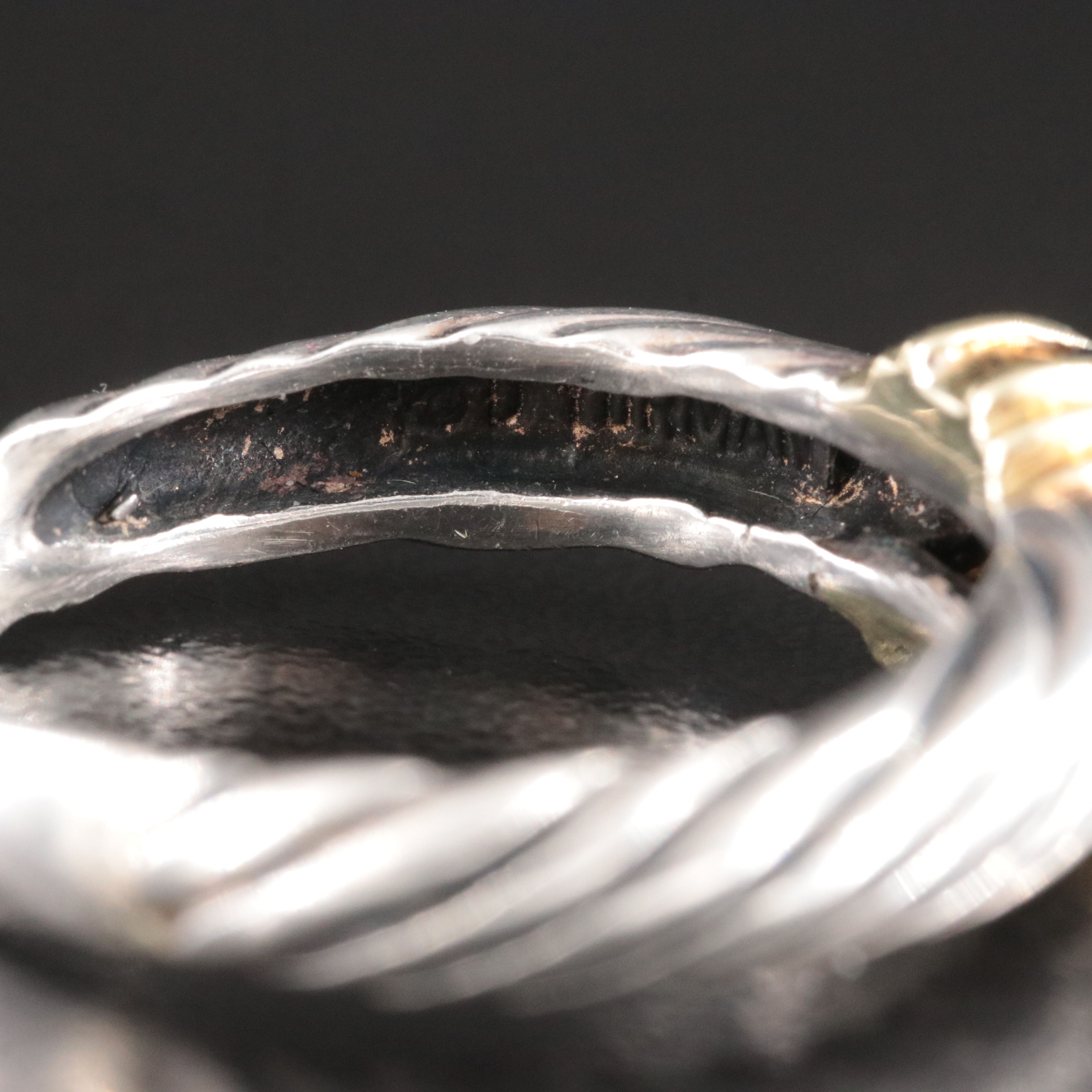 David Yurman Sterling and Sapphire Cable Ring with 14K Accents