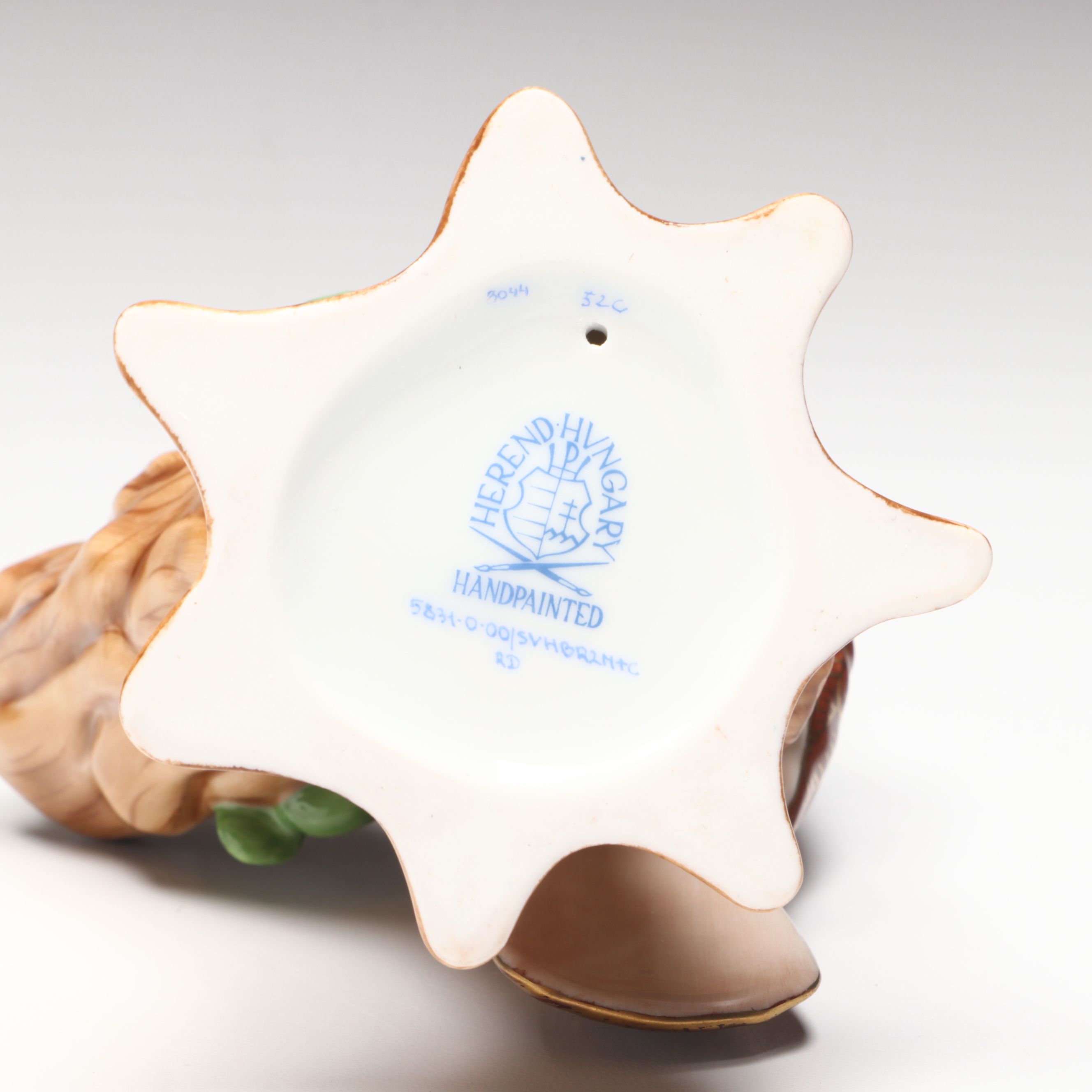 Herend Chocolate Fishnet with Gold “Night Owl” Porcelain Figurine