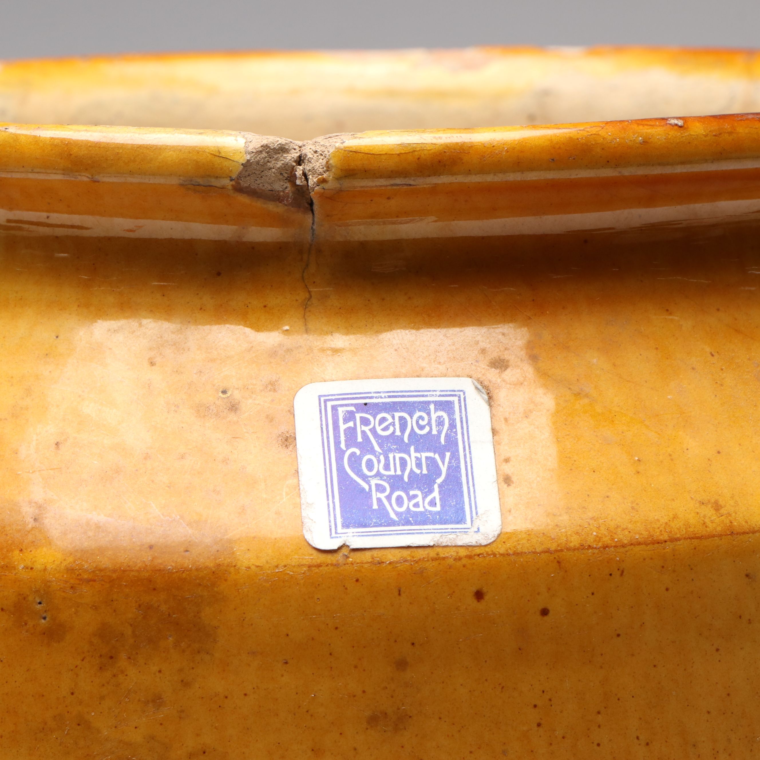 French Provincial Yellow Glazed Stoneware Confit Pot