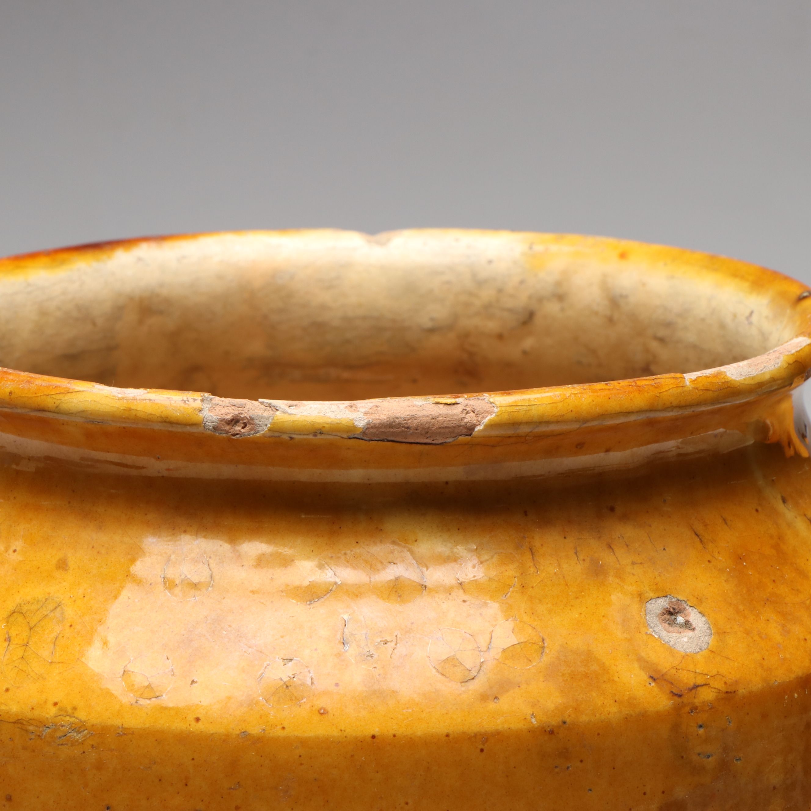 French Provincial Yellow Glazed Stoneware Confit Pot