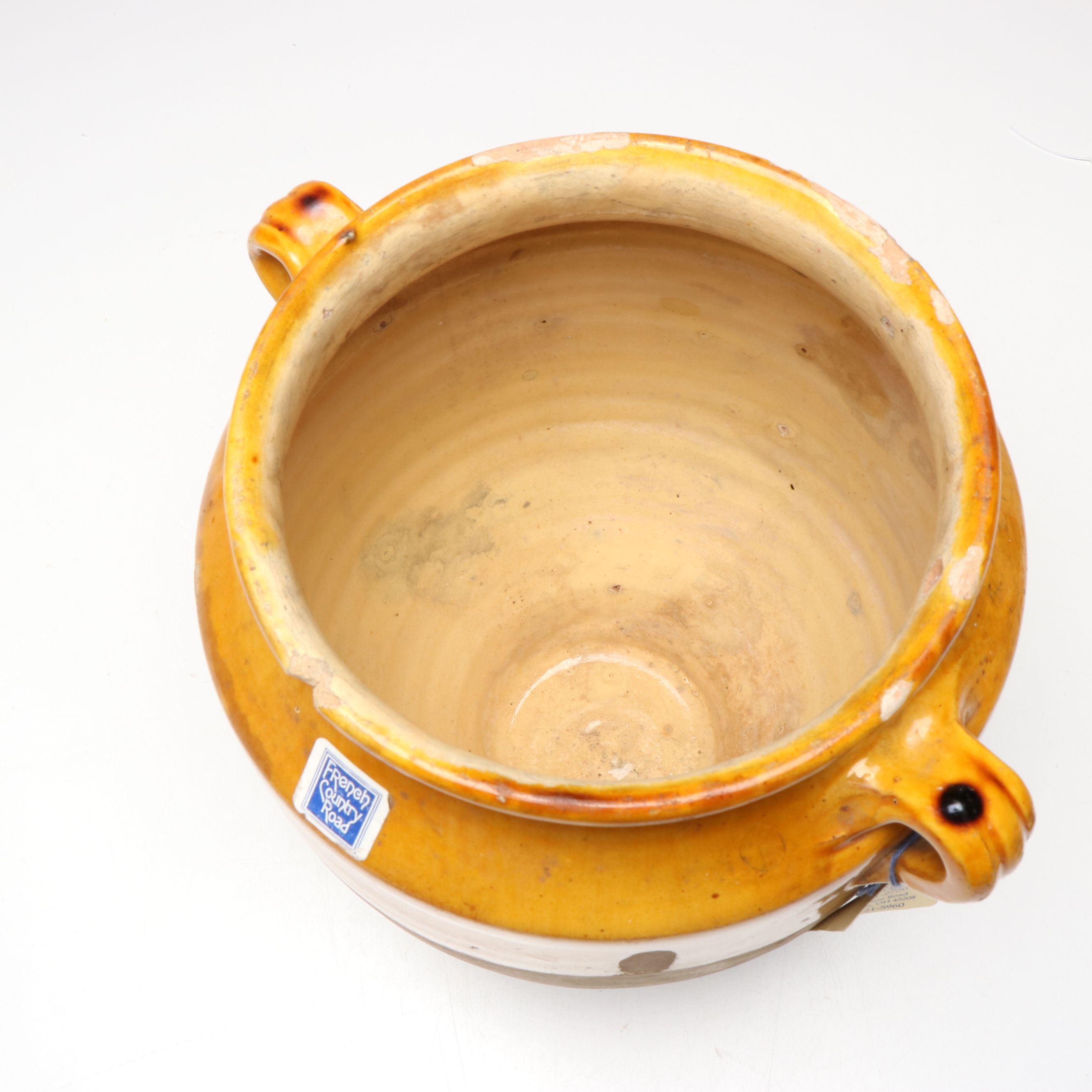 French Provincial Yellow Glazed Stoneware Confit Pot