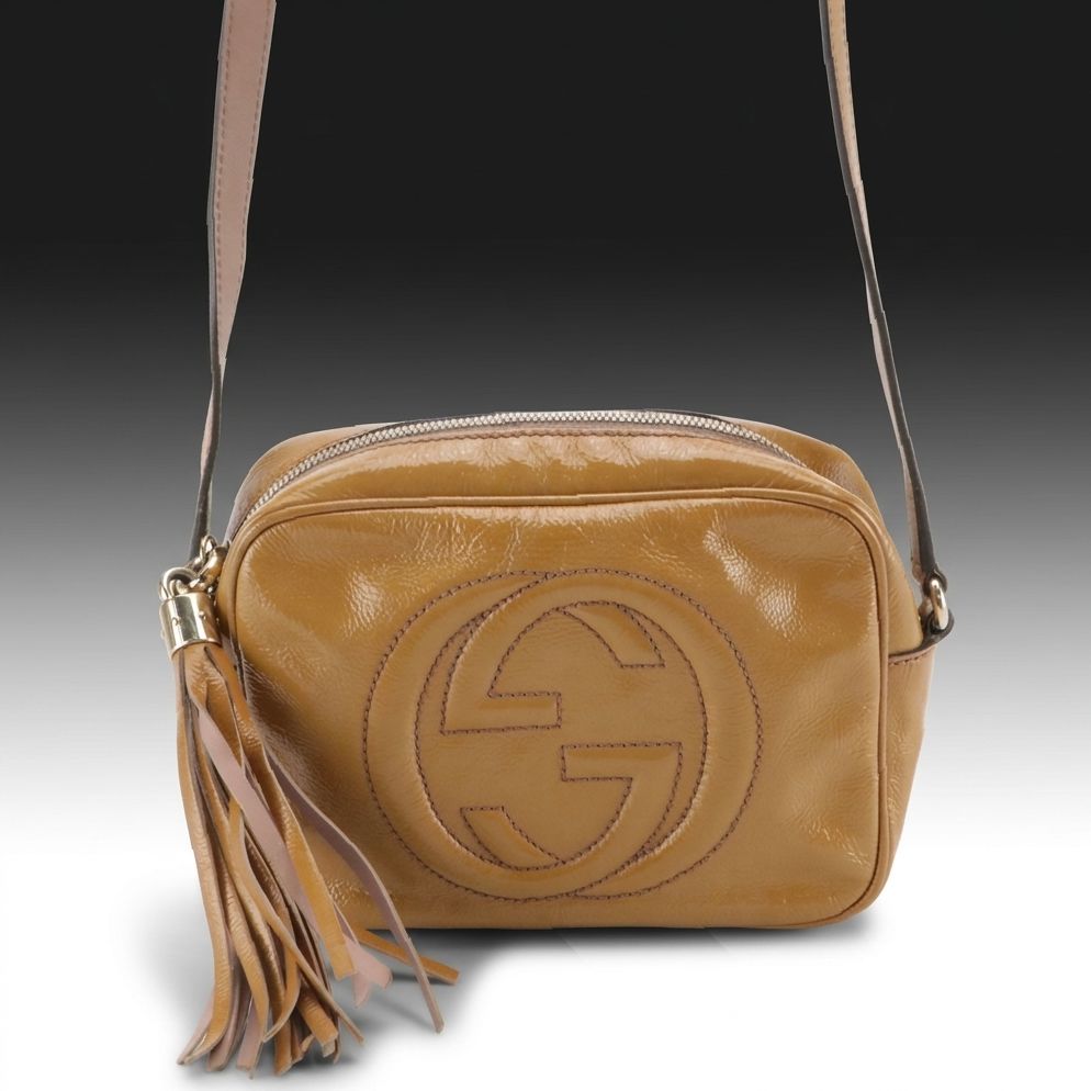 Gucci Soho Disco Camera Bag in Mustard Yellow Patent Leather