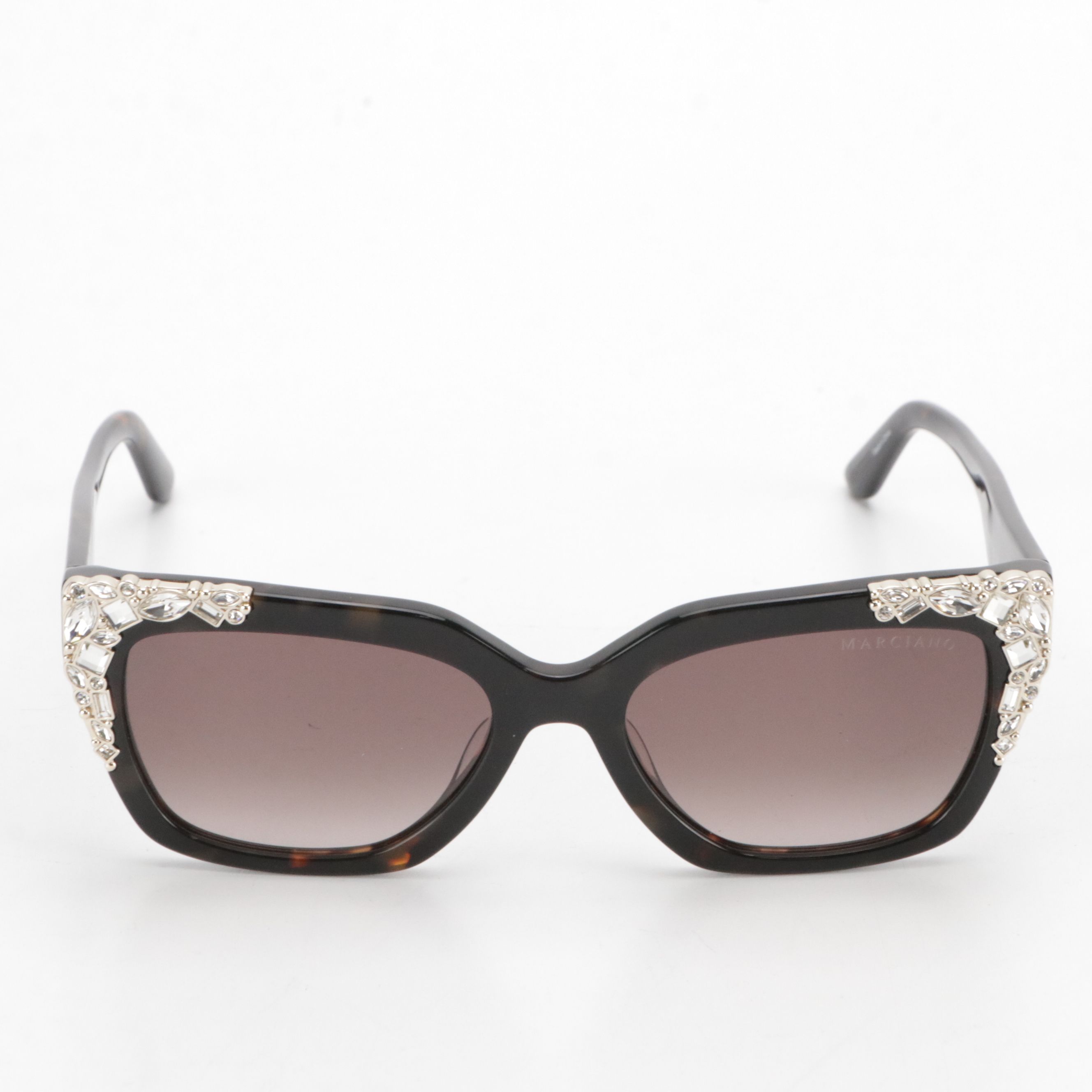 Guess By Marciano GM00027 Embellished Dark Havana Rectangular Sunglasses W/ Box