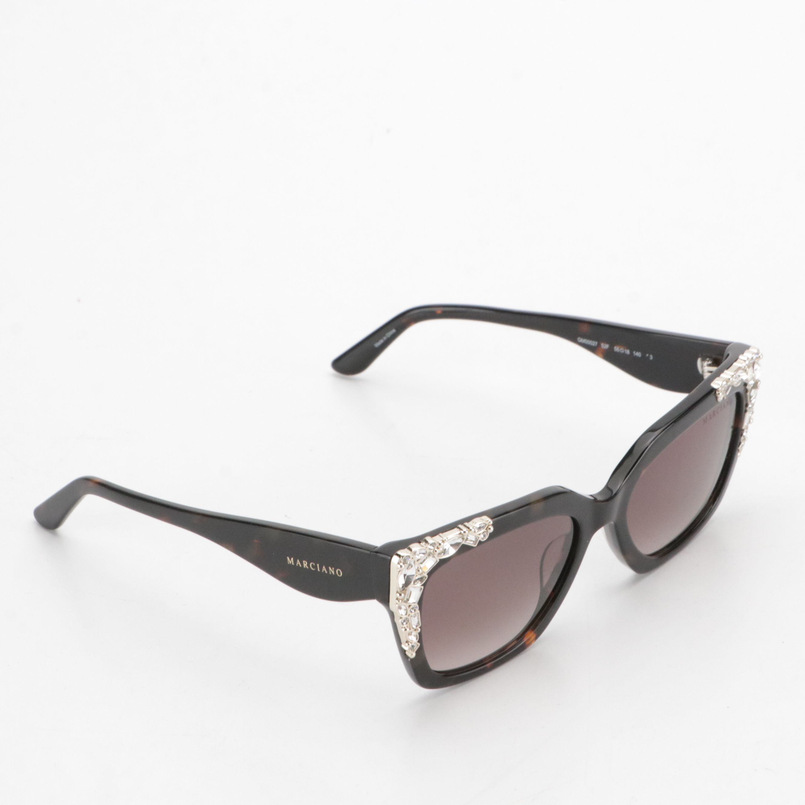 Guess By Marciano GM00027 Embellished Dark Havana Rectangular Sunglasses W/ Box