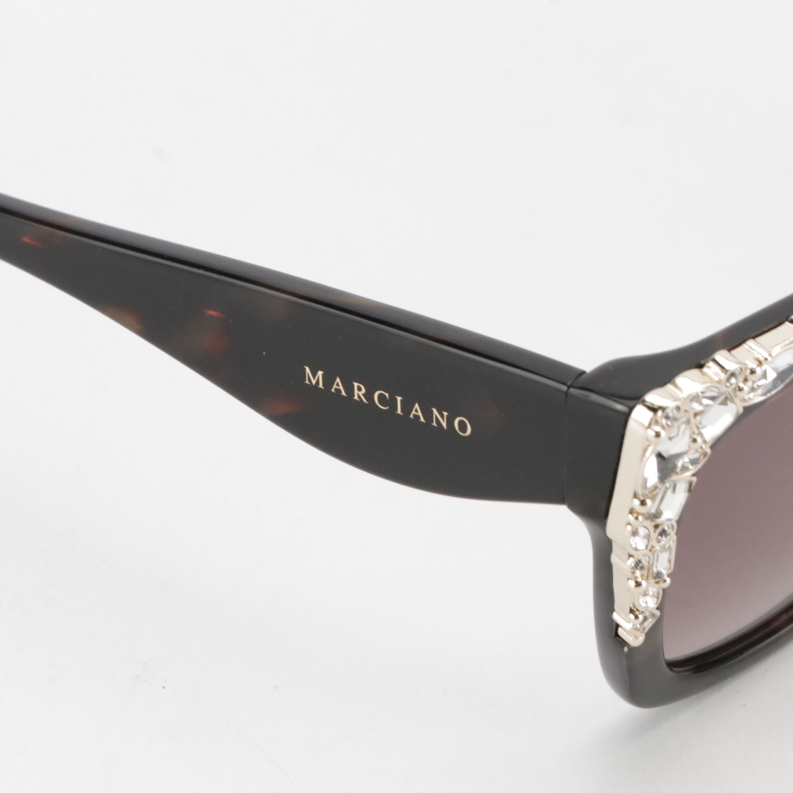 Guess By Marciano GM00027 Embellished Dark Havana Rectangular Sunglasses W/ Box
