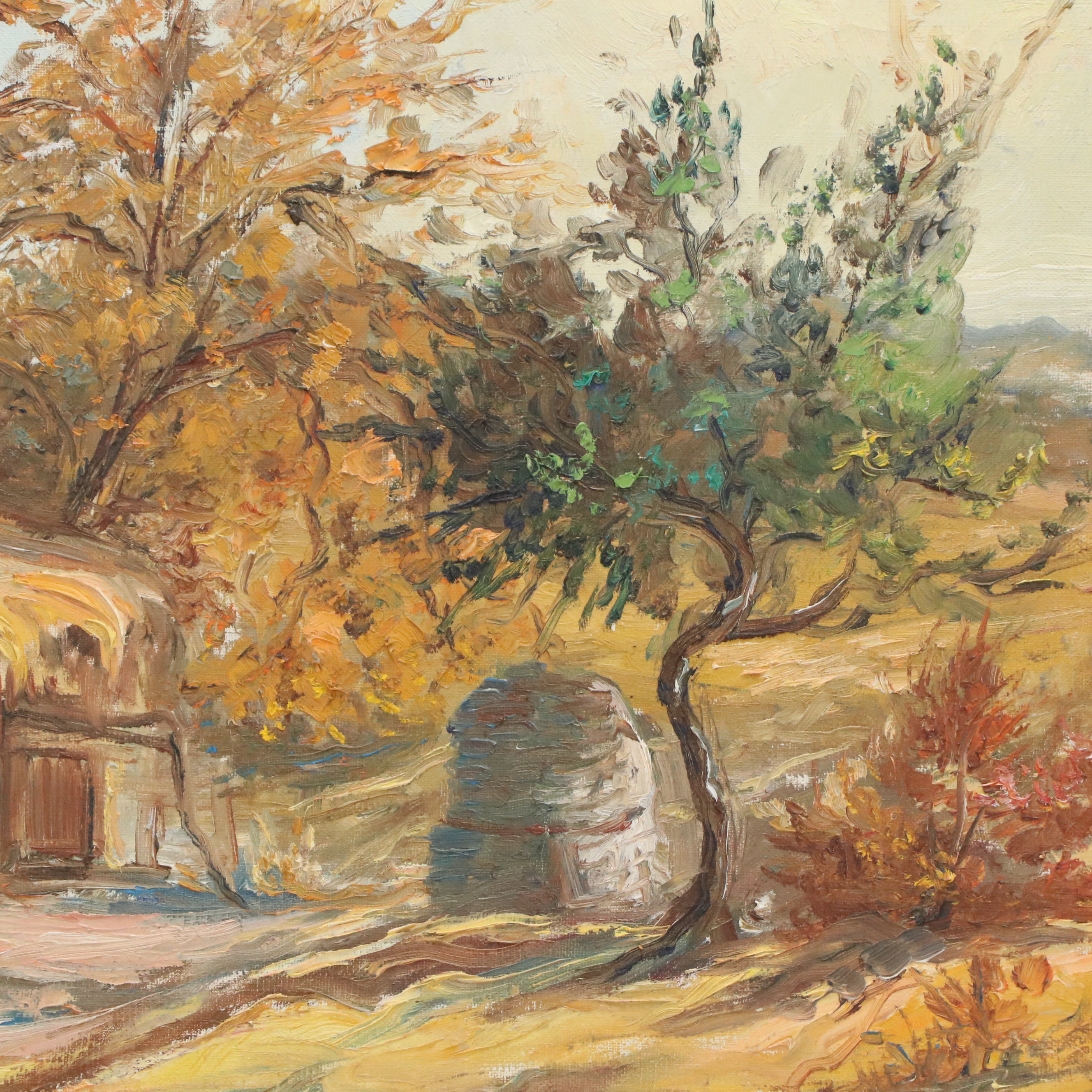 Luis Hourgras Oil Painting "Un Rancho en Invernio," 1967