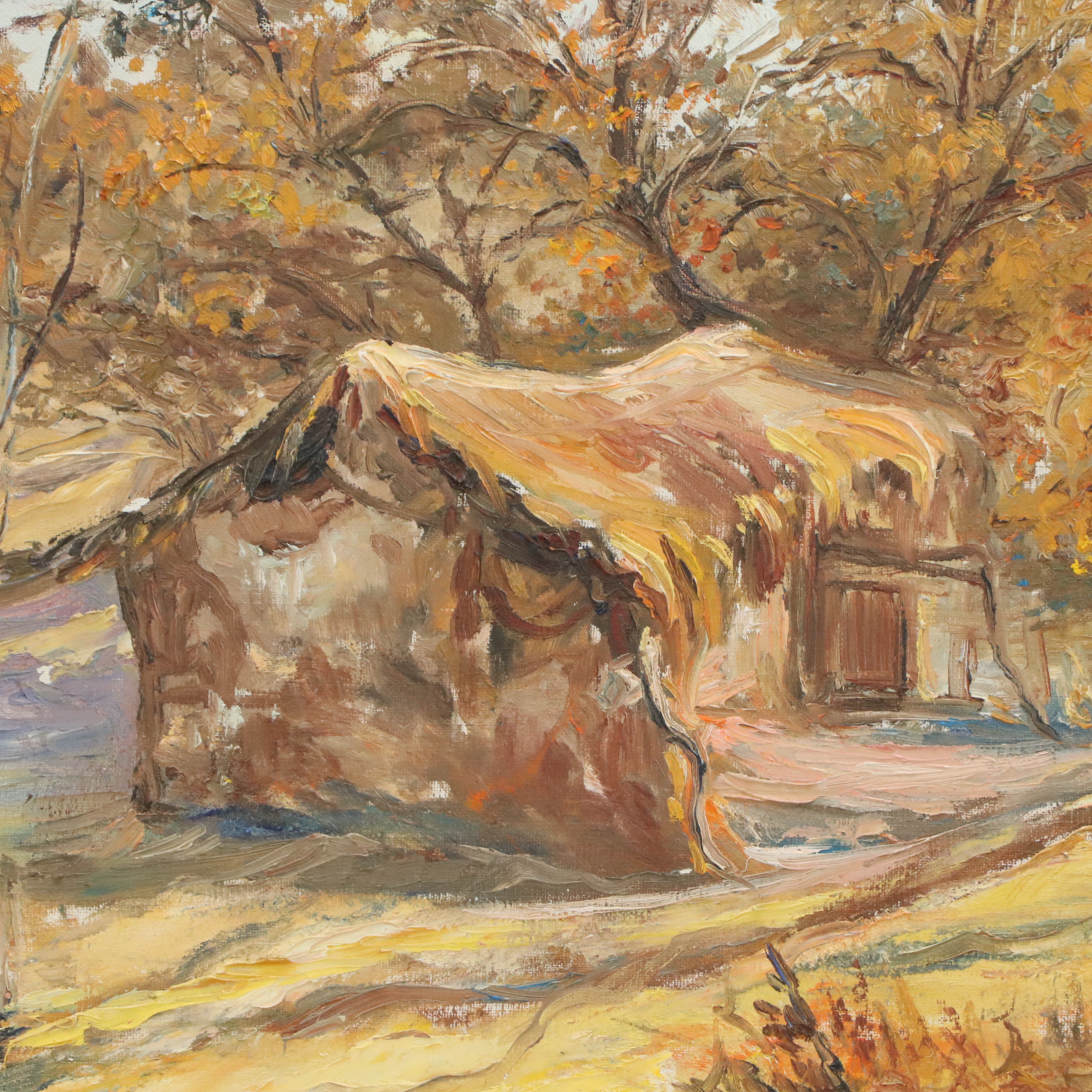 Luis Hourgras Oil Painting "Un Rancho en Invernio," 1967