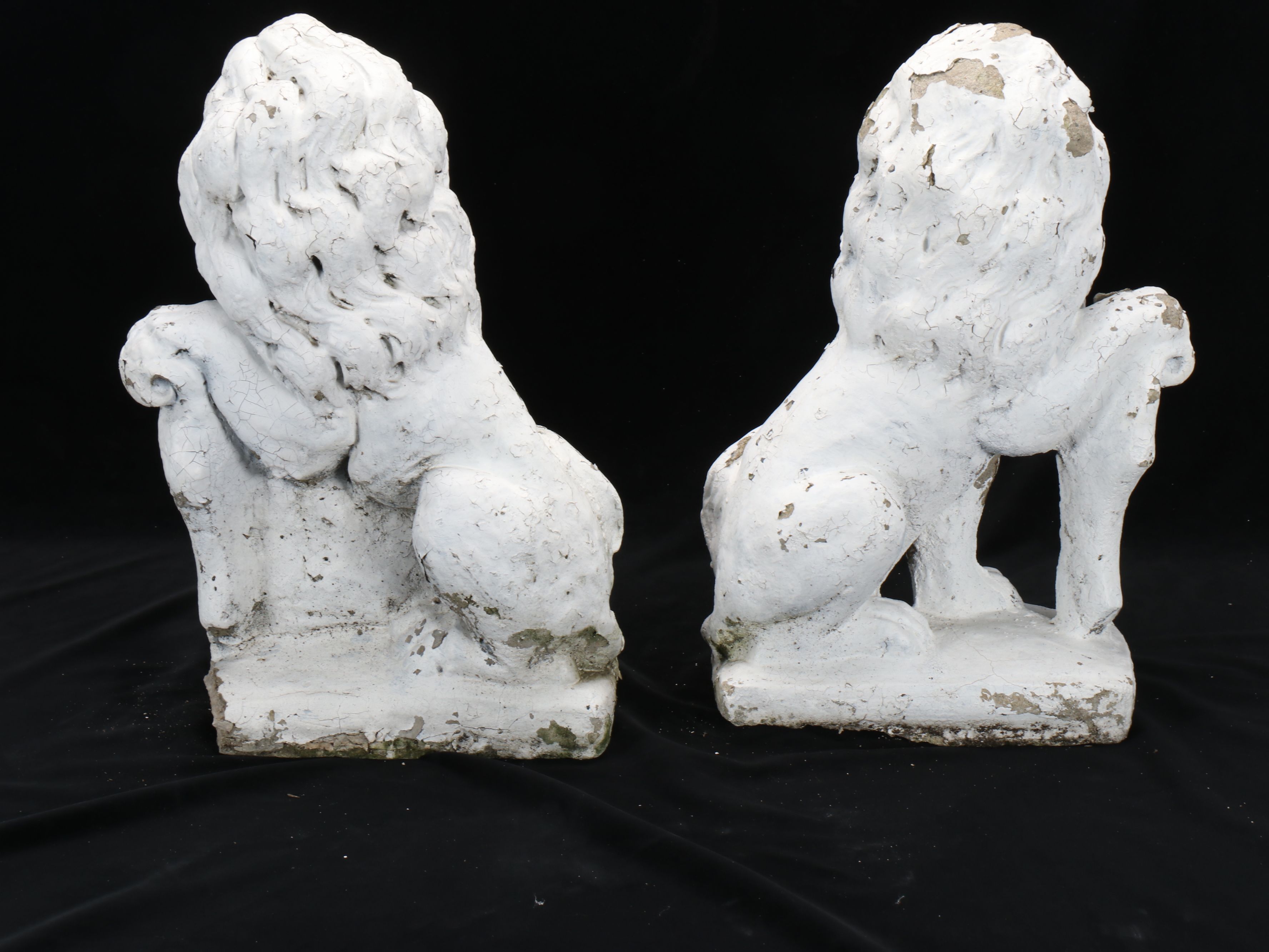Weathered Lion Concrete Garden Sculptures