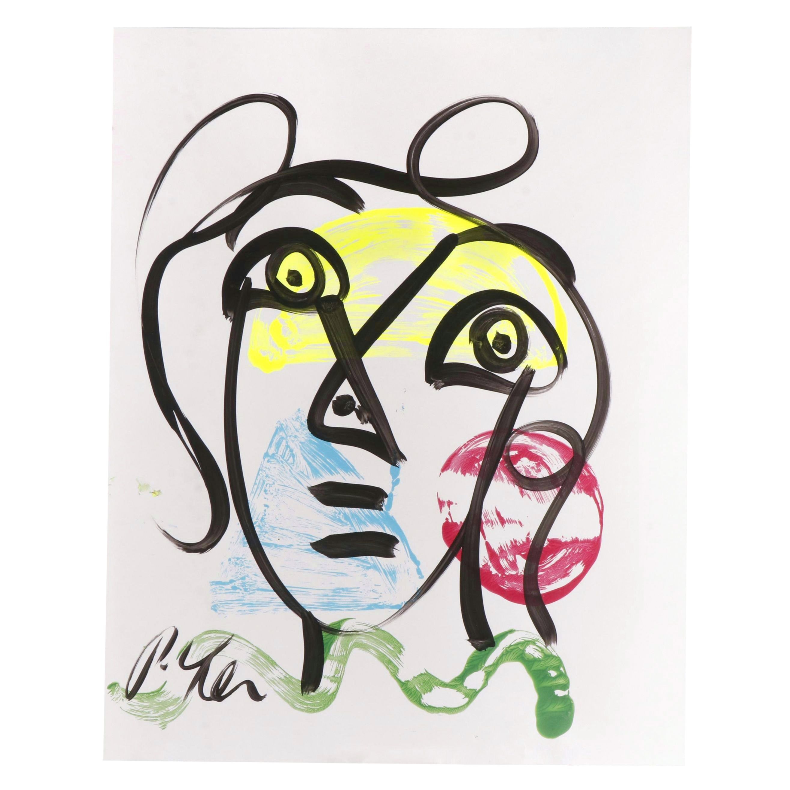 Peter Keil Abstract Portrait Composition Acrylic Painting