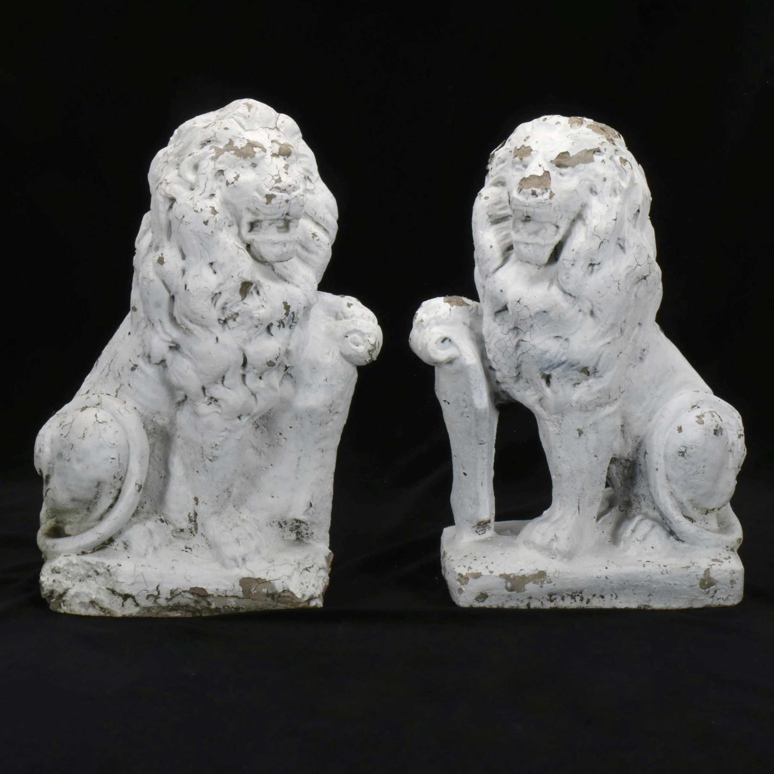 Weathered Lion Concrete Garden Sculptures