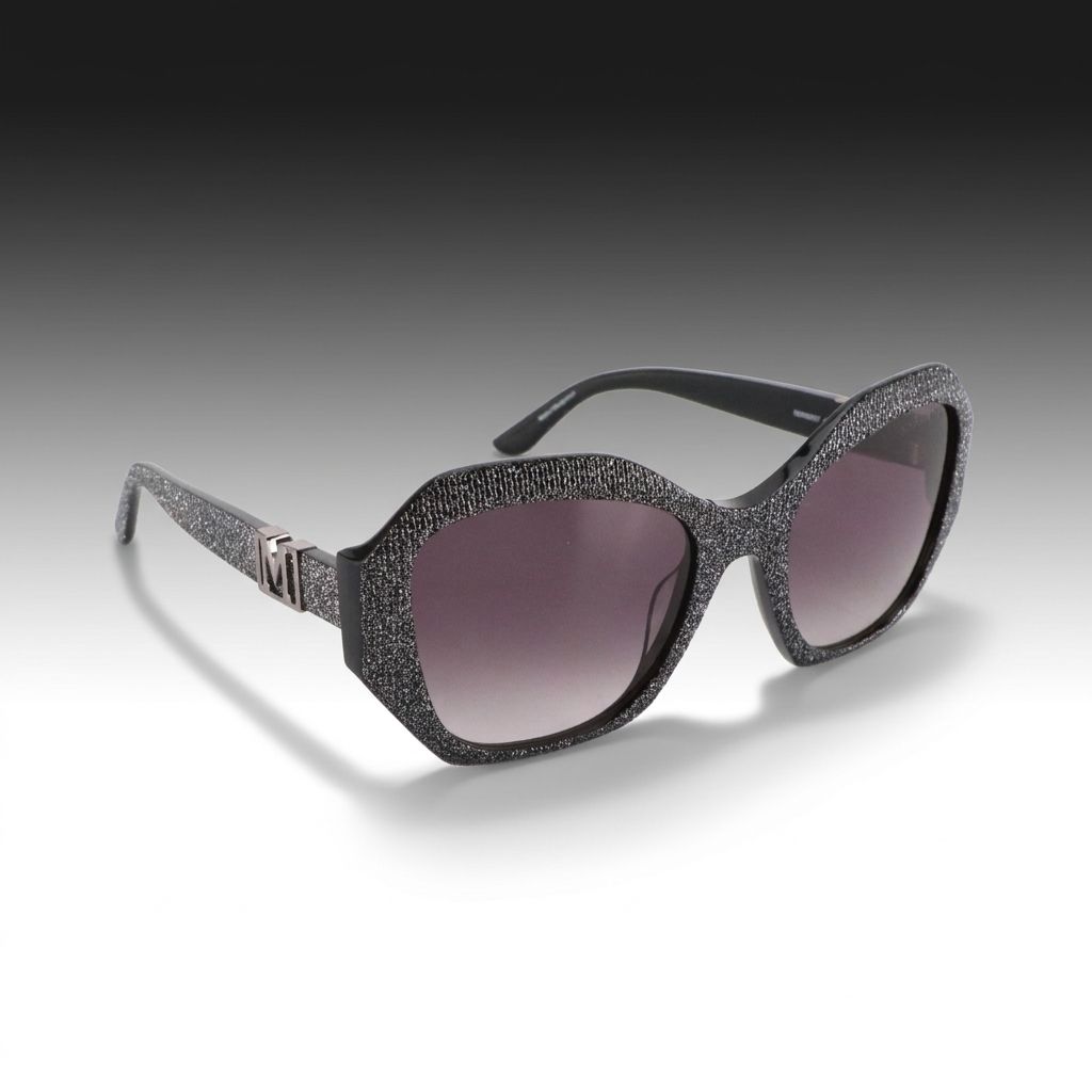 Guess By Marciano GM00007 Shiny Black/Grey Gradient Oversized Sunglasses W/ Box