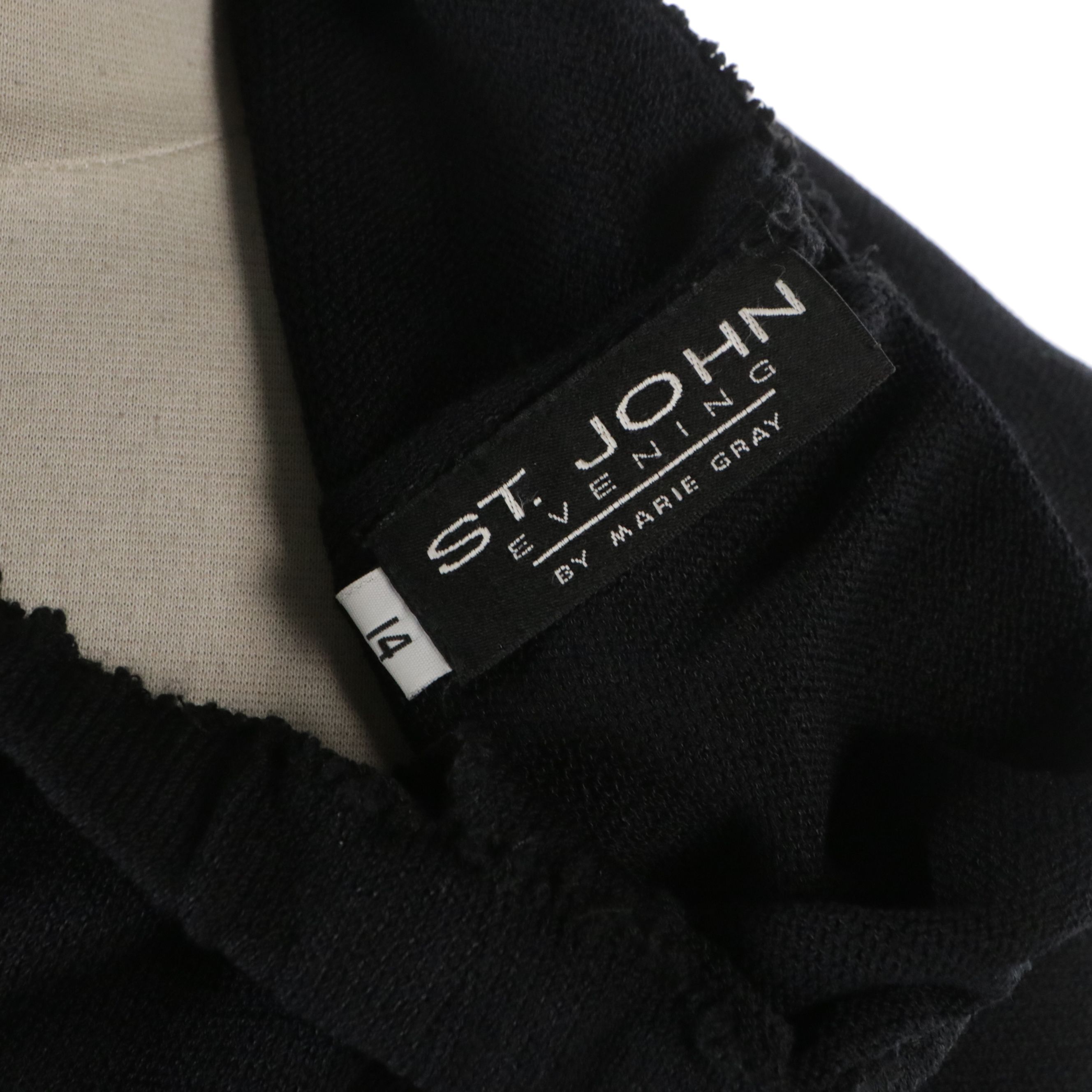 St. John Black Knit Midi Skirt and Blue Knit Double-Breasted Jacket