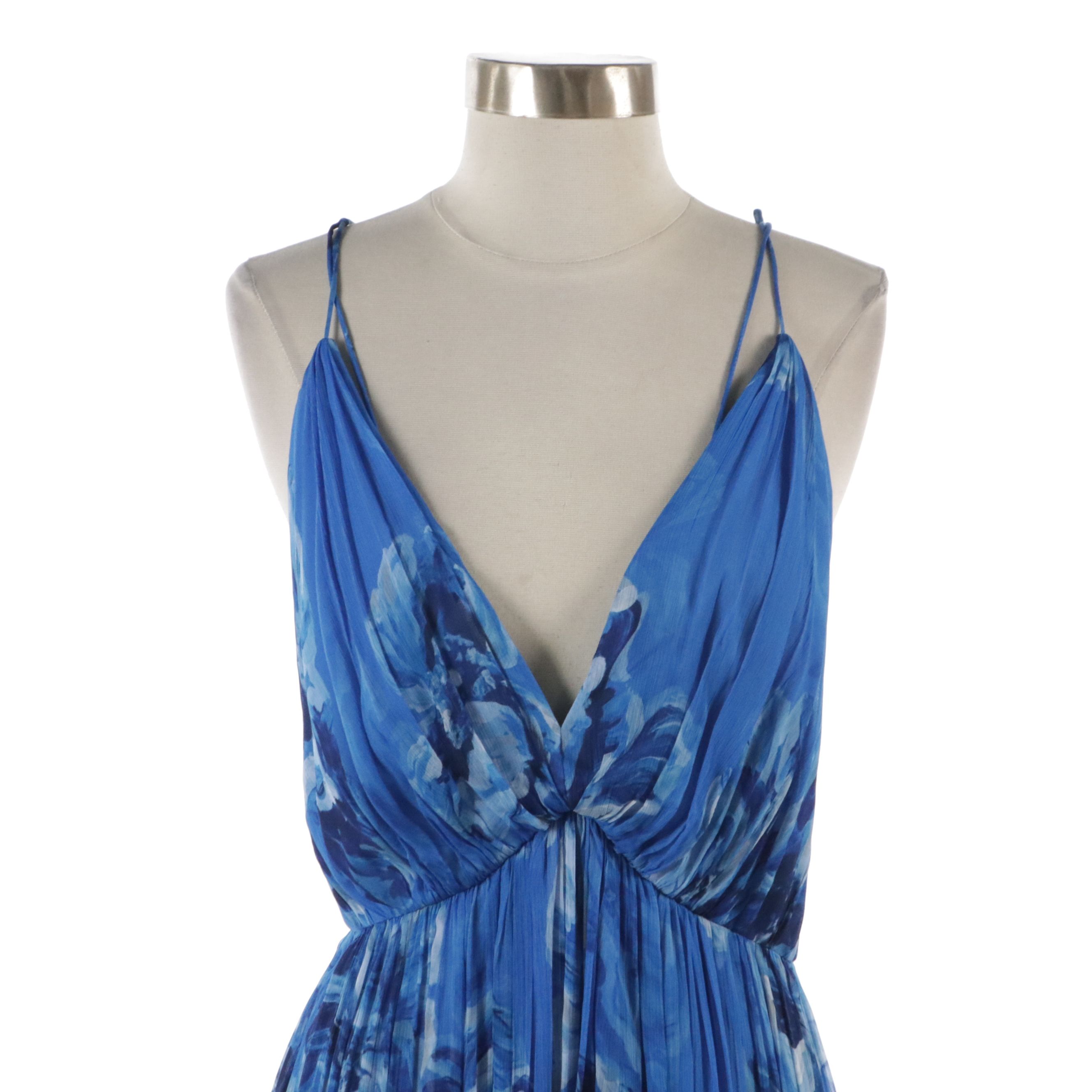 Halston "Ocean Painted" Mindy Gown in Viscose Crepe, New With Tag