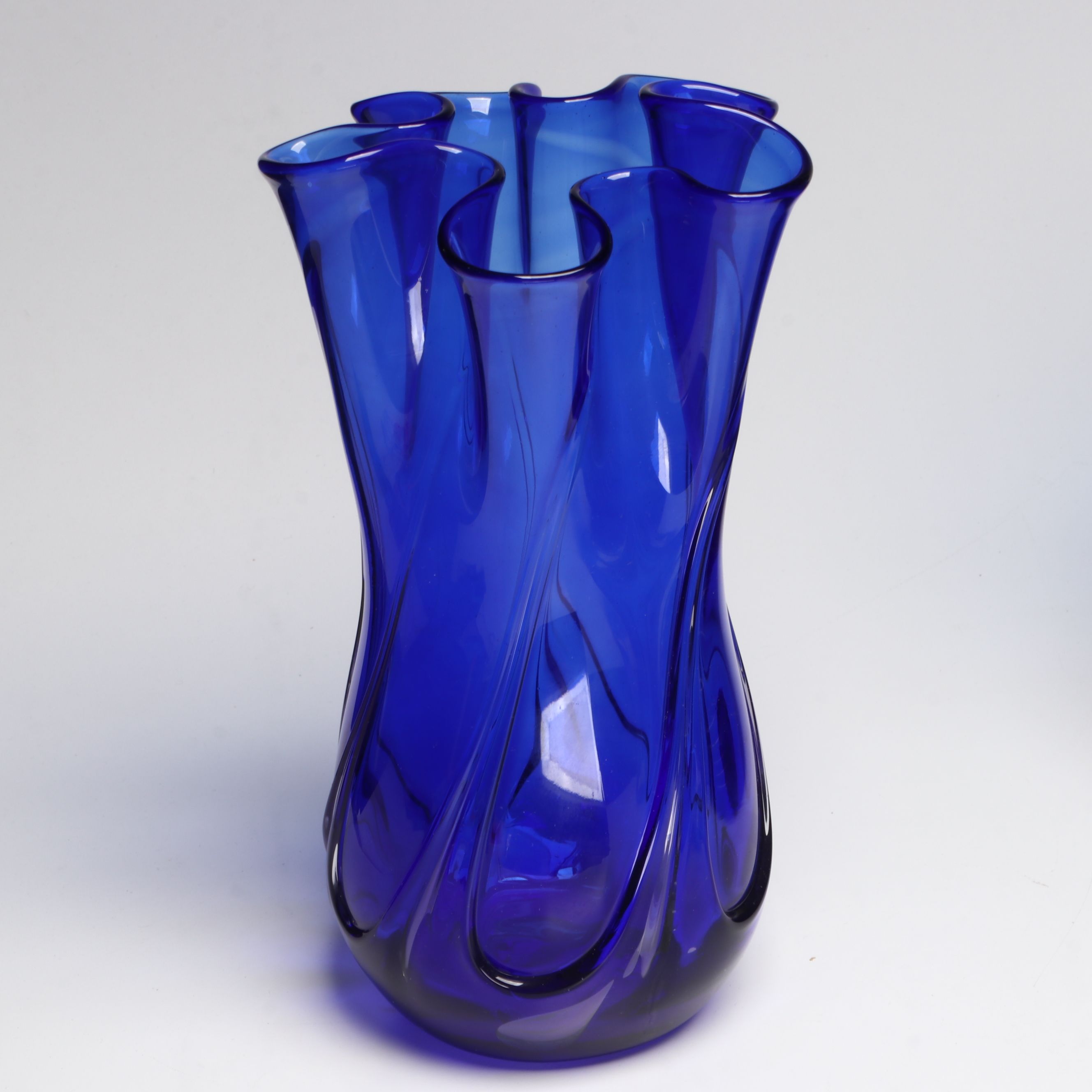 Hazel Atlas "Moderntone" Cobalt Dinnerware with Other Glass Vase and Serveware