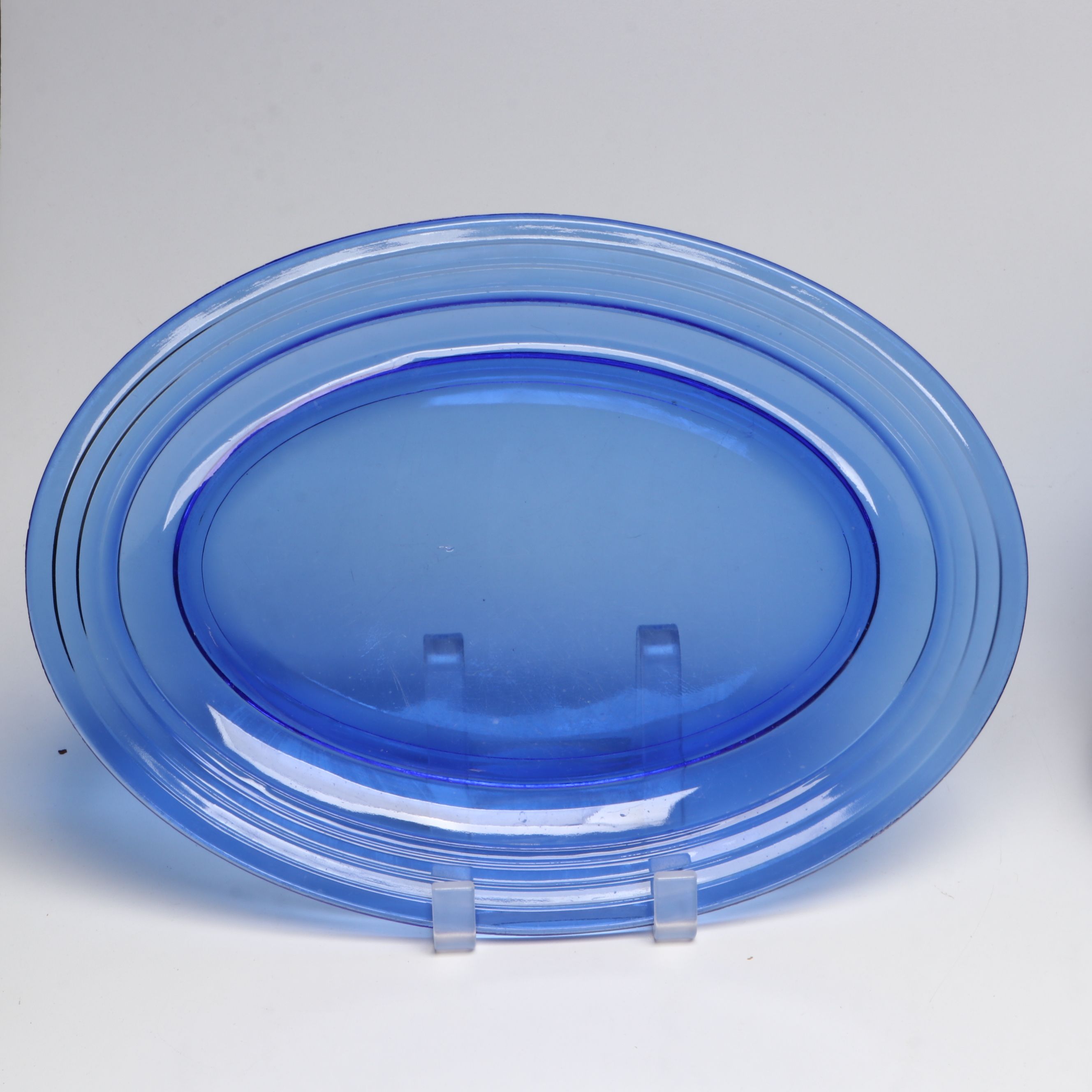 Hazel Atlas "Moderntone" Cobalt Dinnerware with Other Glass Vase and Serveware