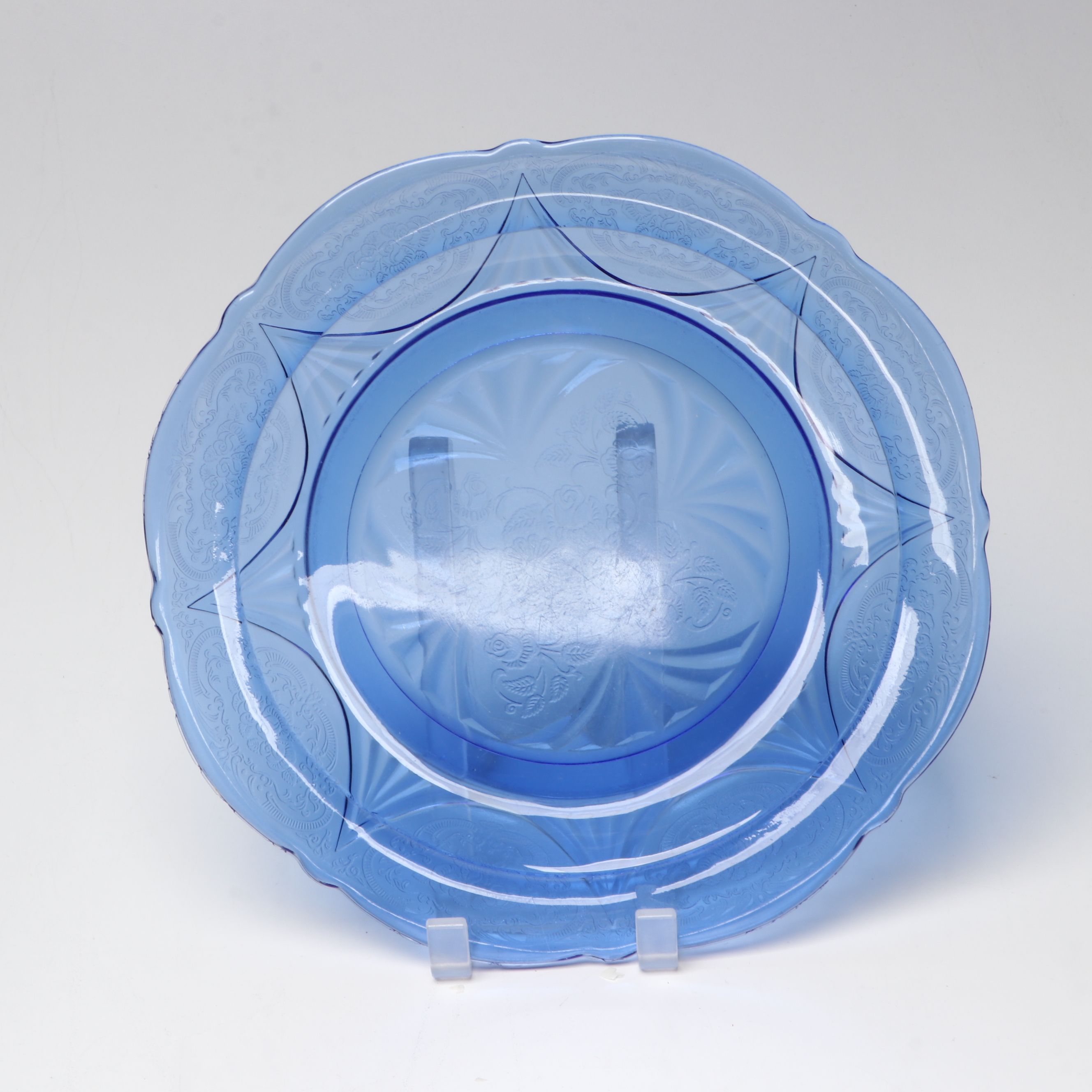 Hazel Atlas "Moderntone" Cobalt Dinnerware with Other Glass Vase and Serveware