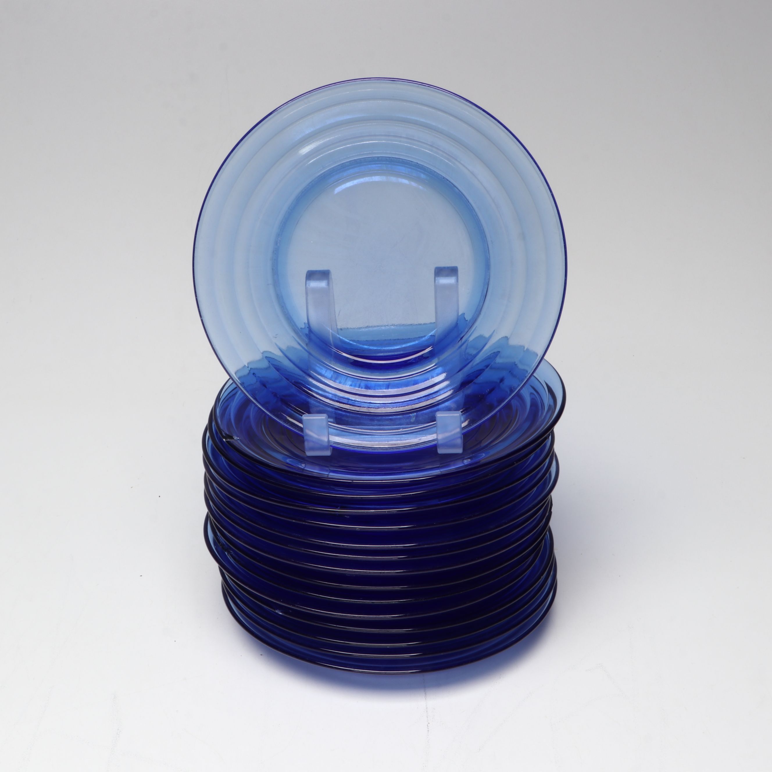 Hazel Atlas "Moderntone" Cobalt Dinnerware with Other Glass Vase and Serveware